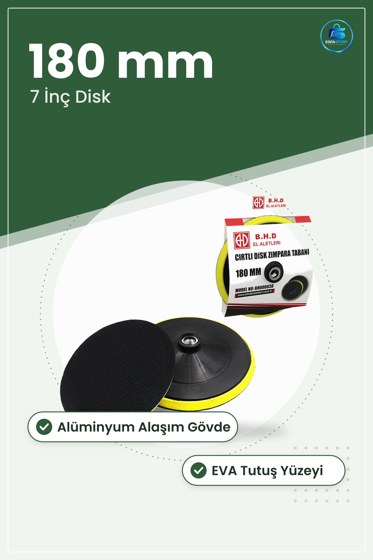 Cırtlı Zımpara Ucu 7 inç 180 mm Disk Tabanı Alüminyum Alaşımlı Gövde EVA Tutuş Yüzeyli