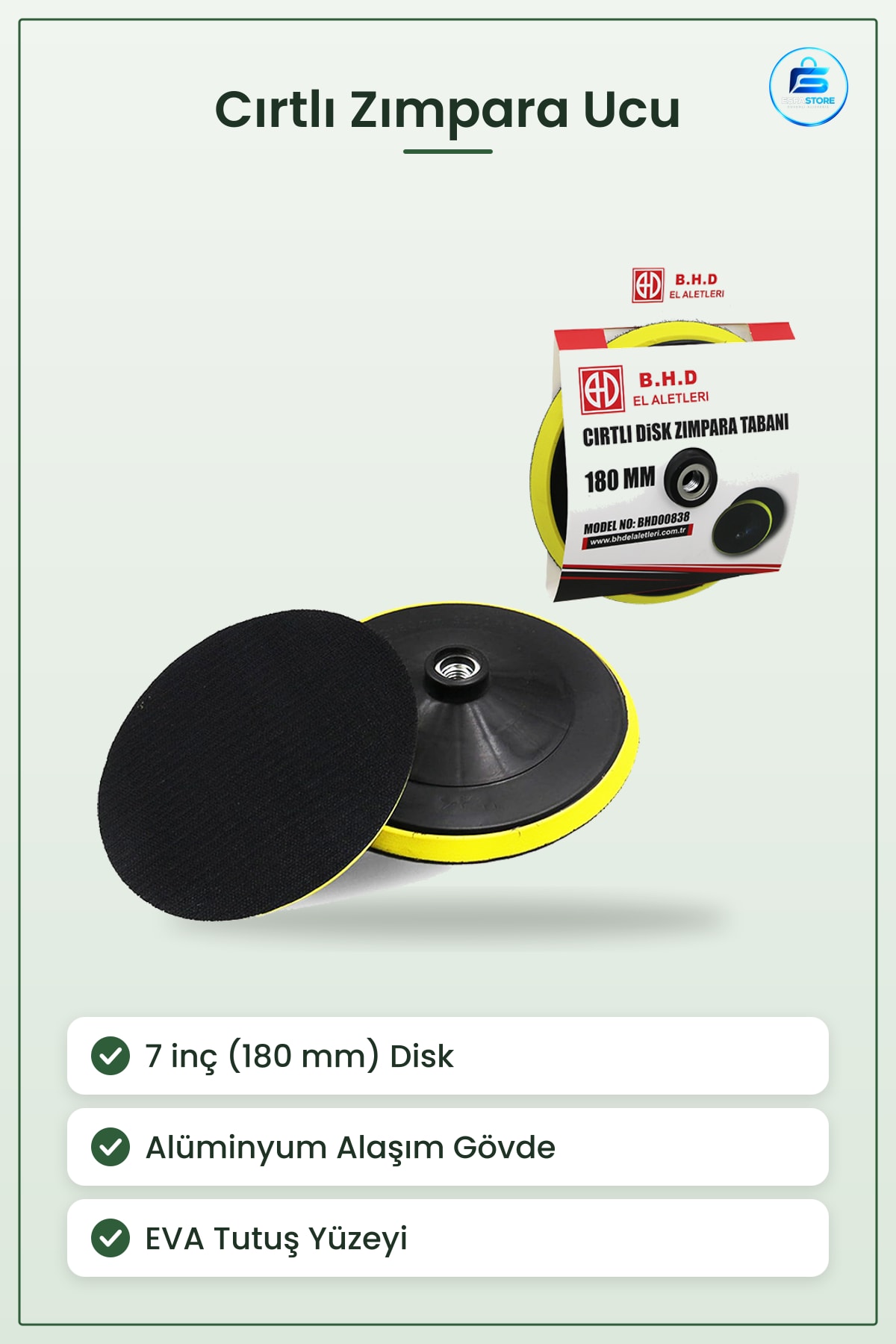 Cırtlı Zımpara Ucu 7 inç 180 mm Disk Tabanı Alüminyum Alaşımlı Gövde EVA Tutuş Yüzeyli