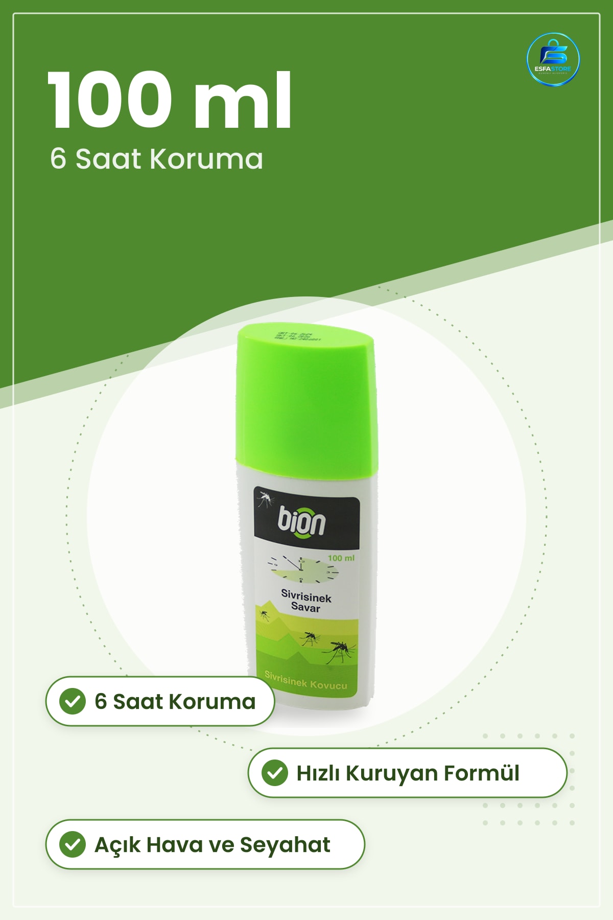 Sivrisinek Kovucu Vücut Spreyi 100 ml 6 Saat Koruma Sinek İlacı Açık Hava Seyahat Ürünü
