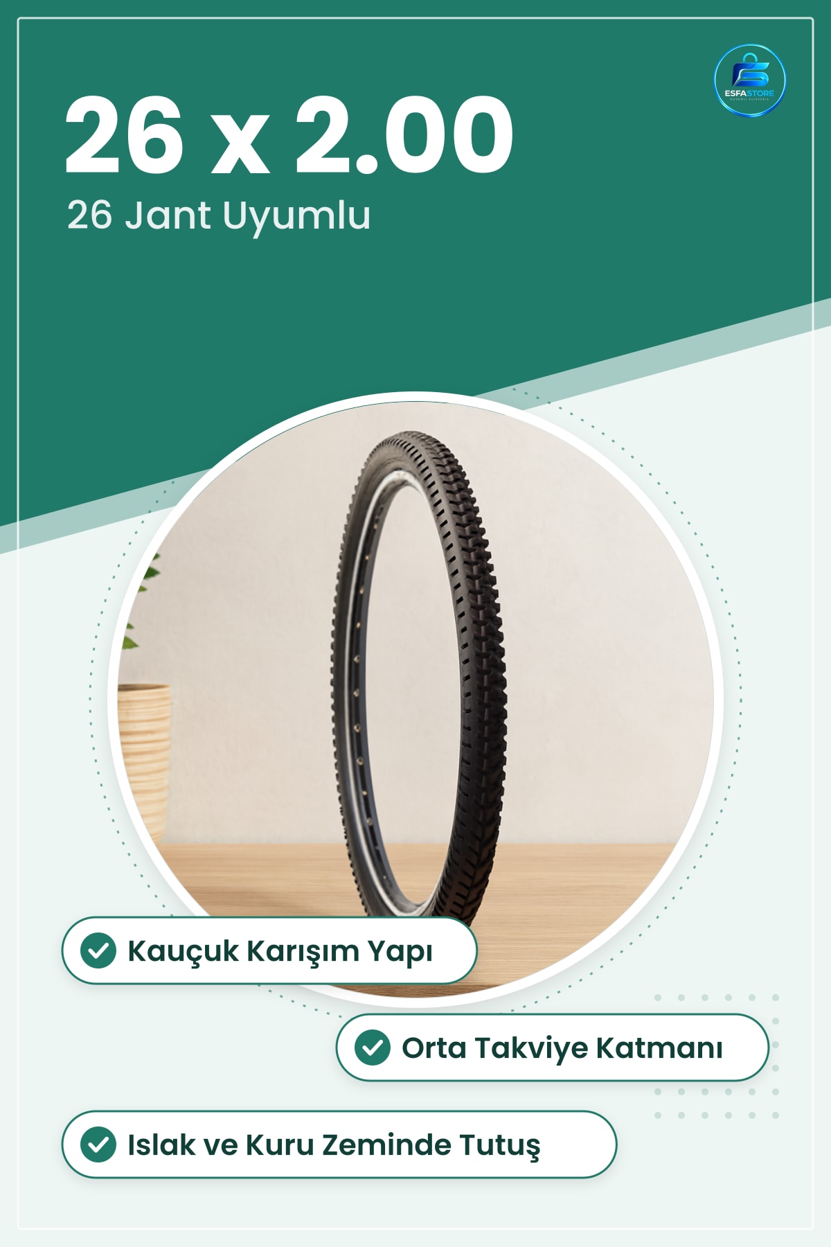 Bisiklet Dış Lastik Jant 2. Kauçuk Dayanıklı Şehir İçi Parkur Hafif Arazi Kullanışlı