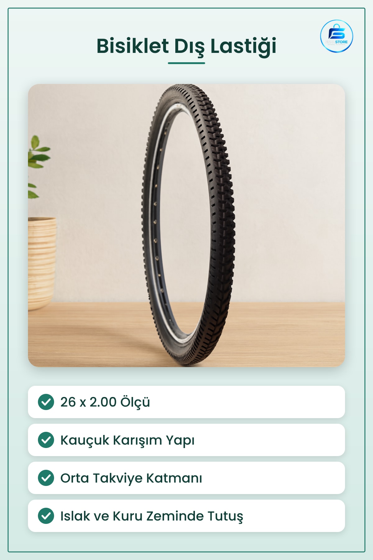 Bisiklet Dış Lastik Jant 2. Kauçuk Dayanıklı Şehir İçi Parkur Hafif Arazi Kullanışlı