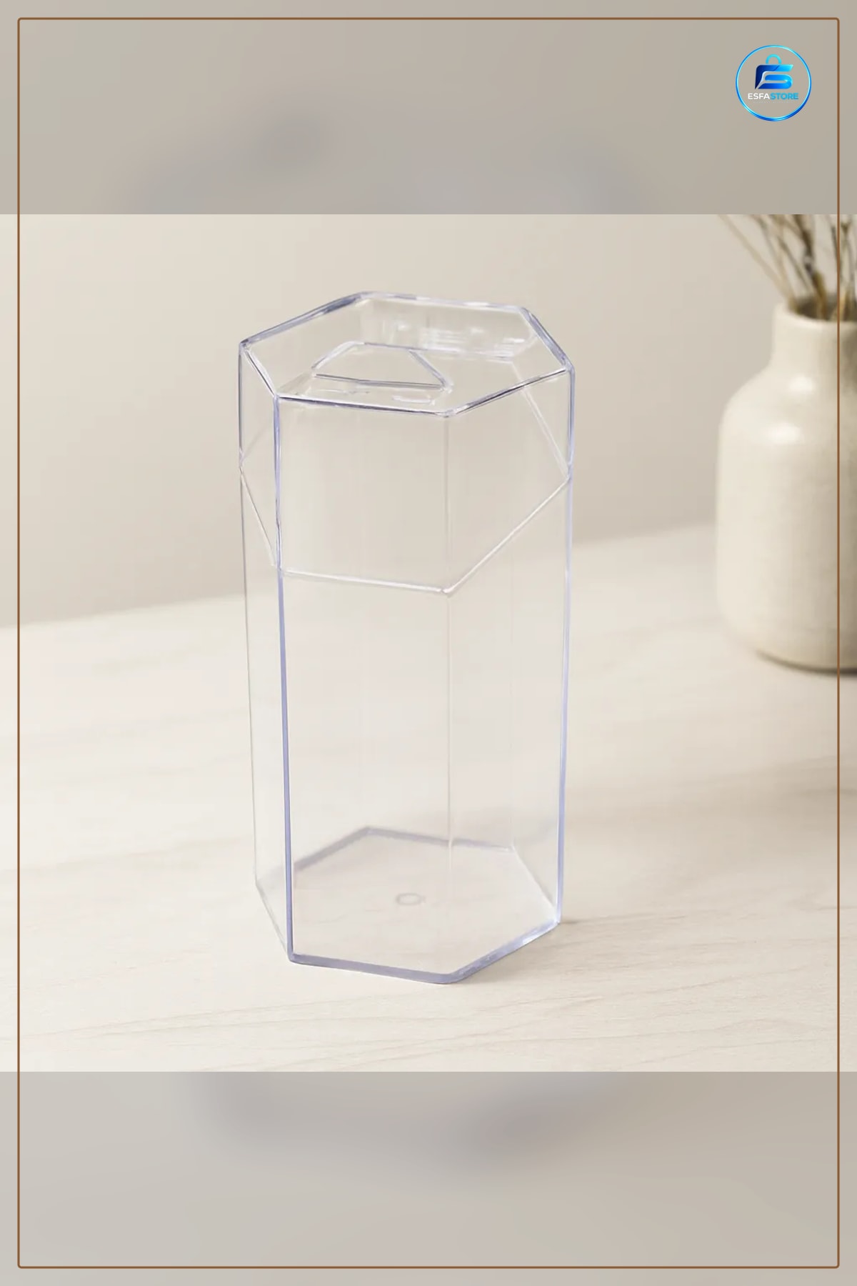 Makyaj Fırça Organizeri 6 Bölmeli Kapaklı Mika Kristal Plastik 10x8.9x20 cm Şeffaf Düzenleyici