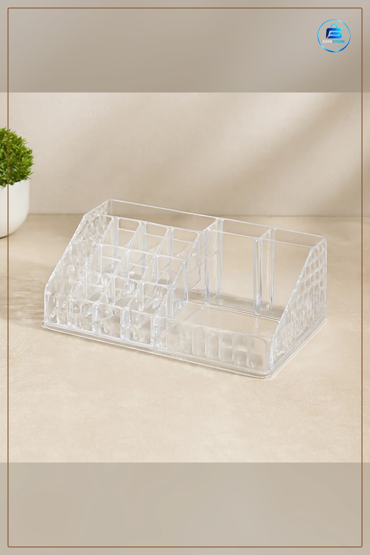 Makyaj Organizeri 16 Bölmeli Mika Kristal Şeffaf 12.5x22x7.7 cm Ruj Fırça Takı Düzenleyici