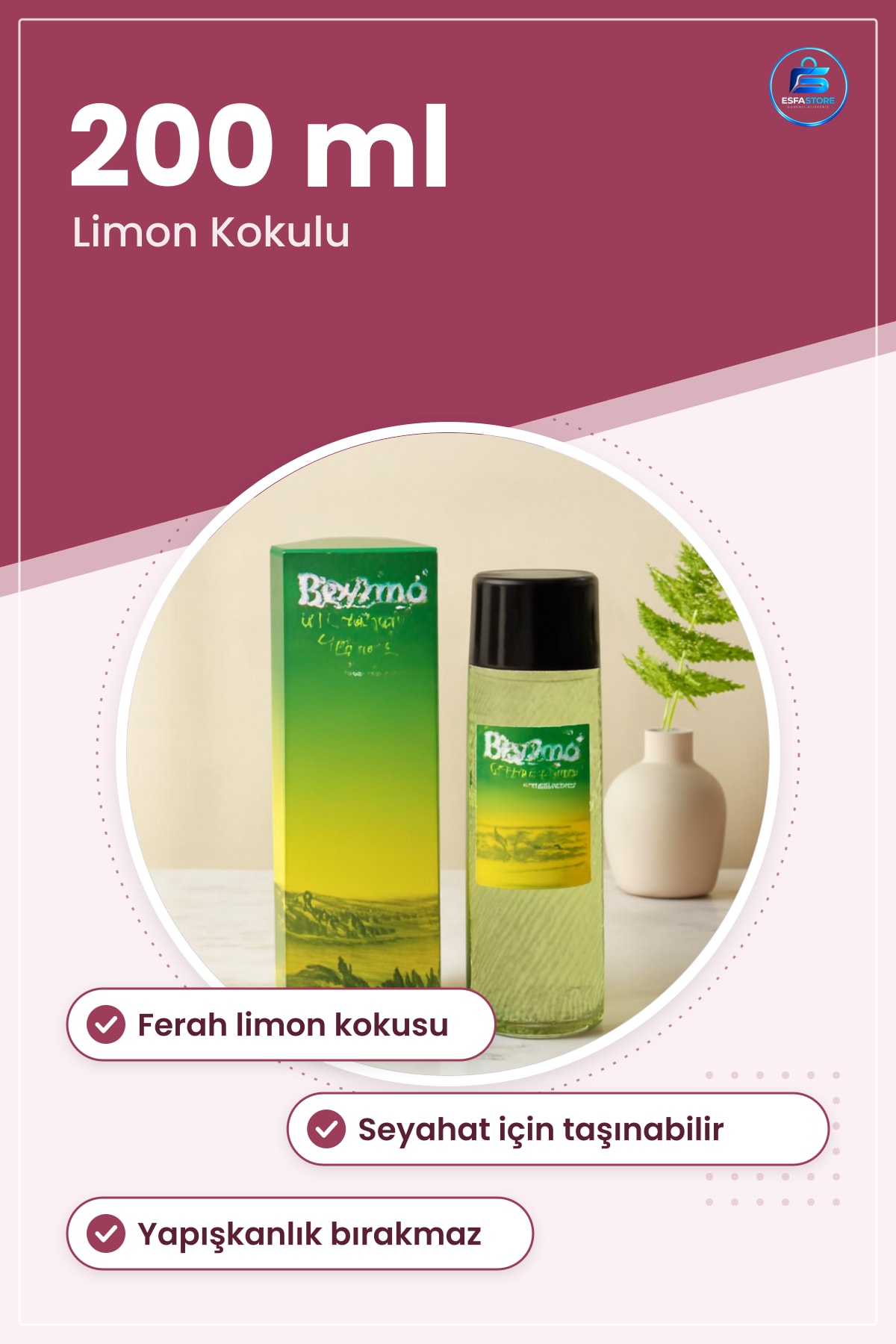 Limon Kolonya 200 ml Alkol Bazlı Ferah Kokulu Cilt Tazeleyici Ev Ofis Seyahat İçin