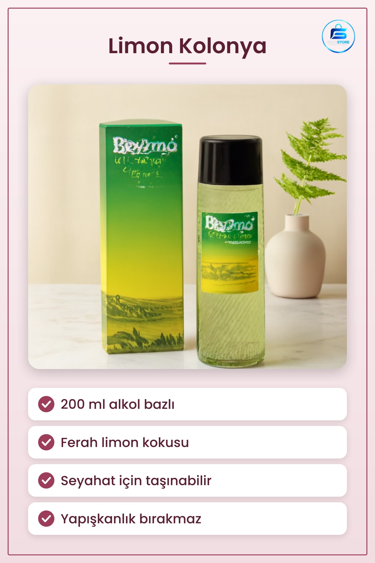 Limon Kolonya 200 ml Alkol Bazlı Ferah Kokulu Cilt Tazeleyici Ev Ofis Seyahat İçin