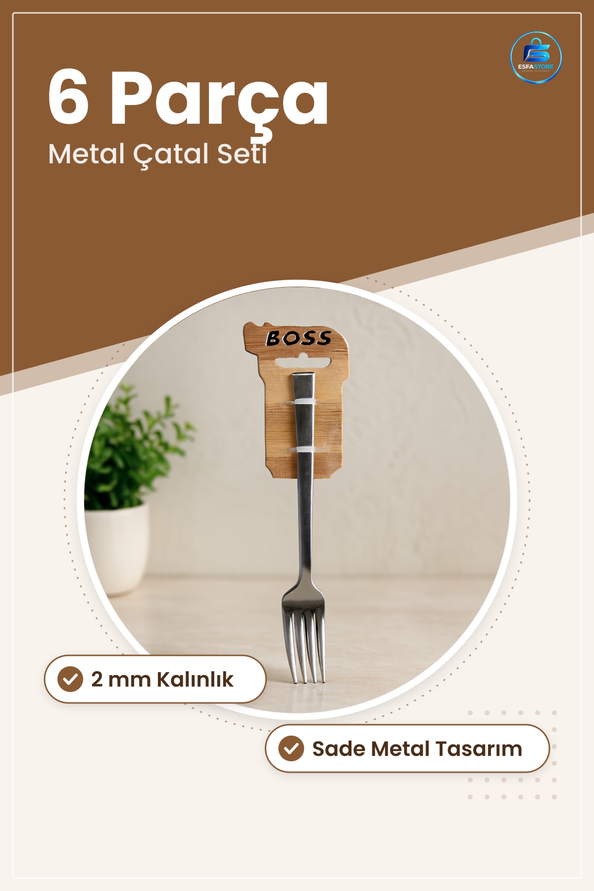 Yemek Çatalı Sade Metal 6 Parça 2 mm Kalın Günlük Kullanım Sofra Servis Mutfak Seti