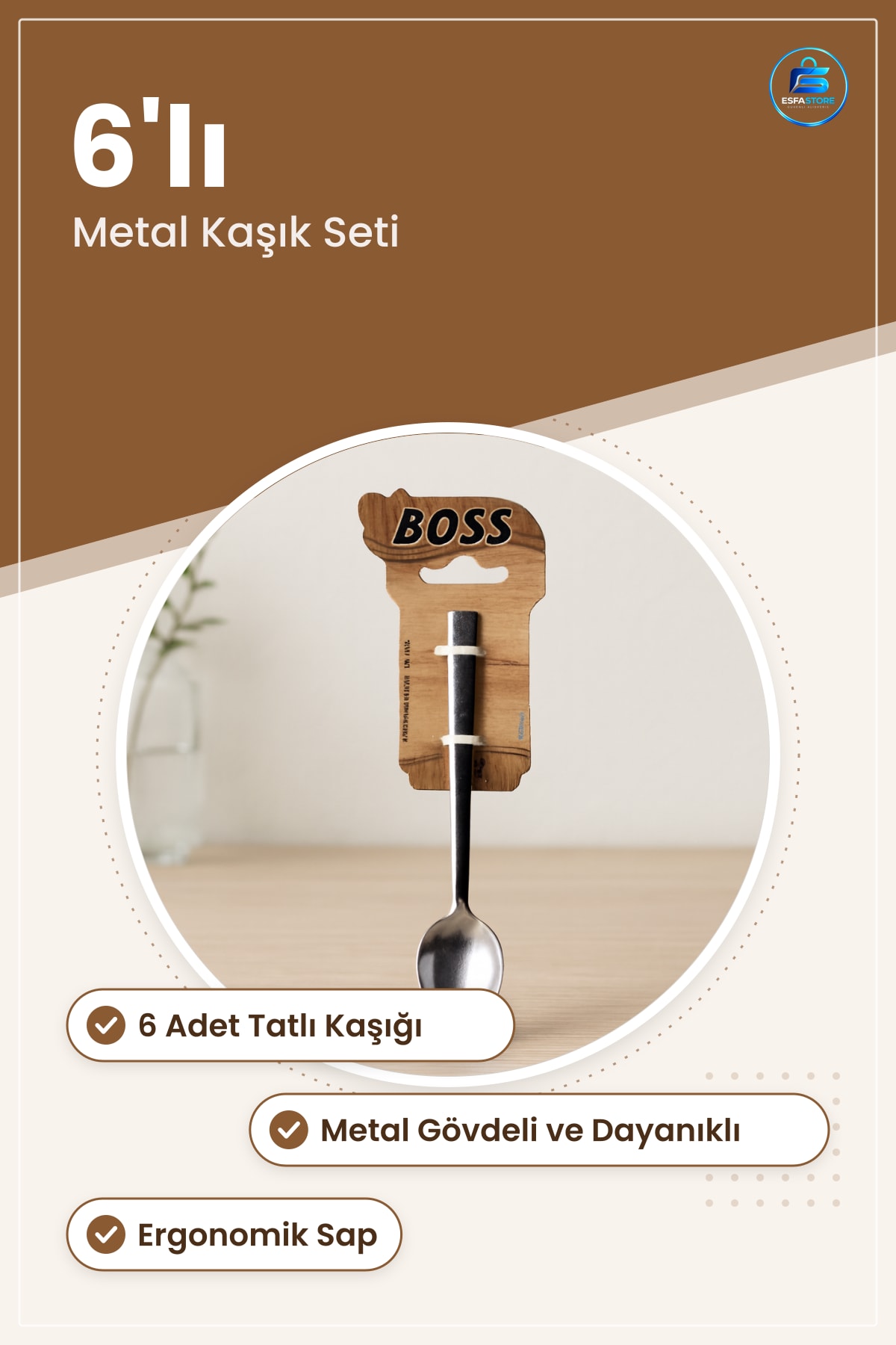 Metal Tatlı Kaşığı 6'lı Sade Dayanıklı Mutfak Sofra Kaşık Seti Kolay Temizlenir Şık Tasarım