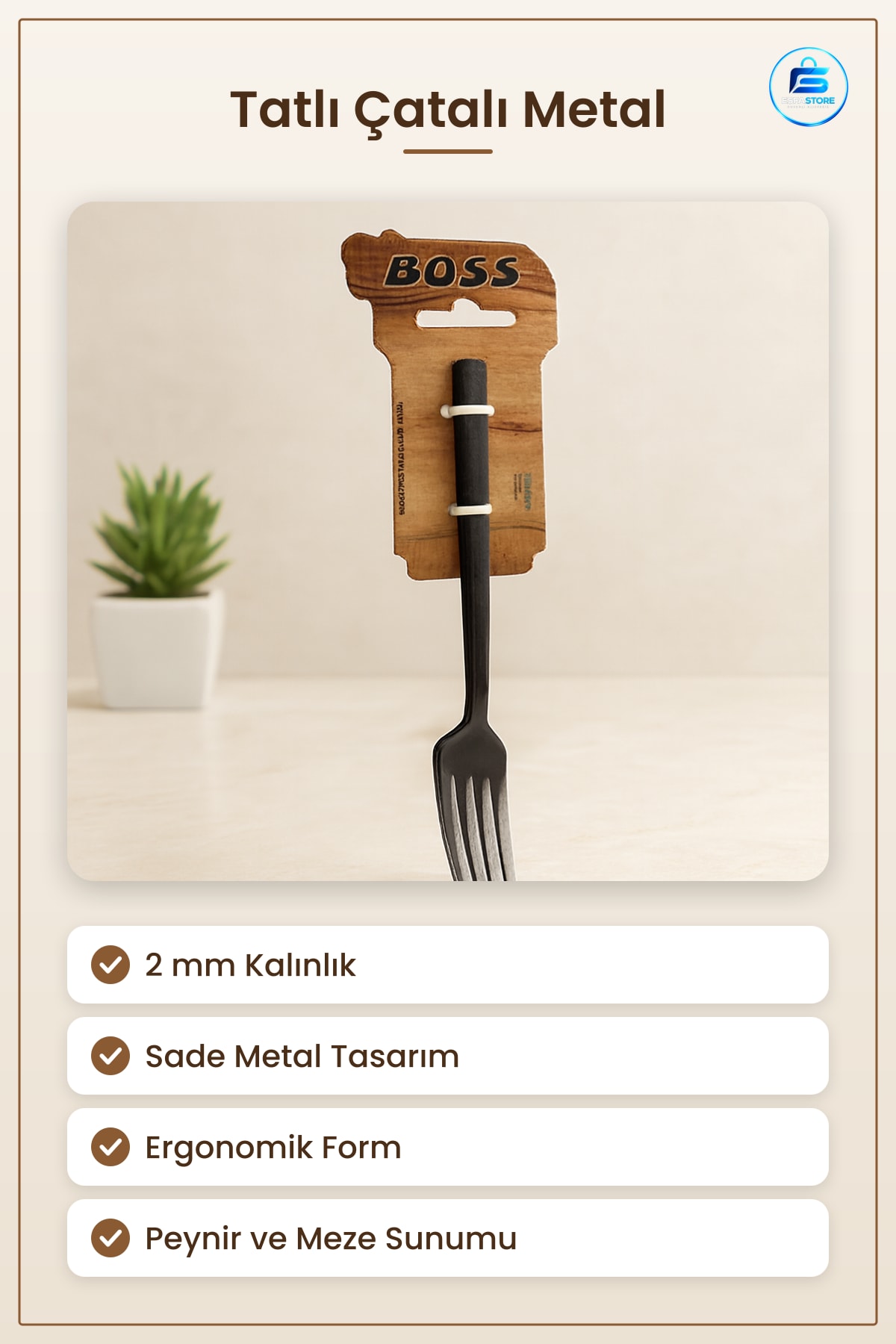 Tatlı Çatalı Metal Sade Tasarım 2 mm Kalınlık Sofra Servis Mutfak Kafe Restoran Peynir Meze