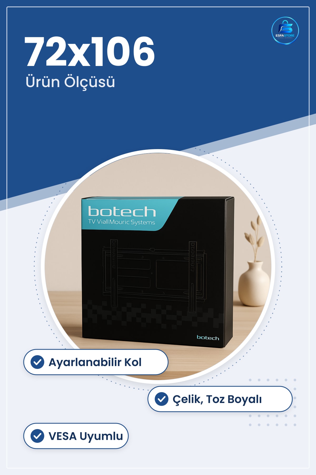 Hareketli TV Ası Aparatı Ayarlanabilir Duvar Montaj Çelik Toz Boyalı Ekran Kullanışlı