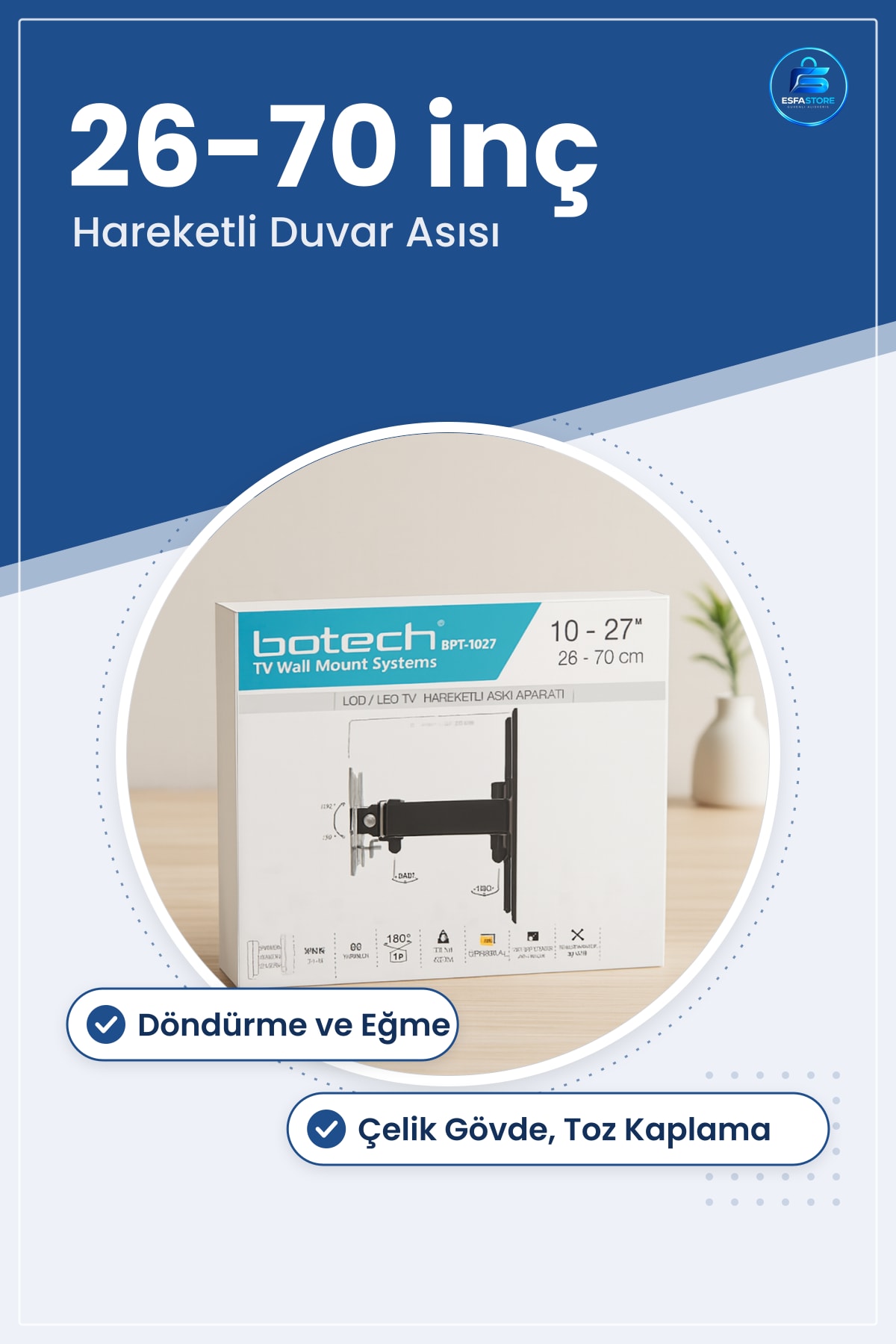 TV Askı Aparatı Hareketli Duvar Tipi ila 70 inç Ayarlı Çelik Salon Yatak Odası Ofis