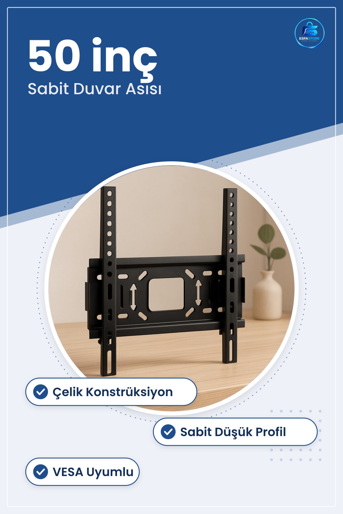 TV Askı Aparatı Sabit Duvar Askısı ila 50 inç ile 127 cm LED LCD Ekran Çelik Kullanışlı