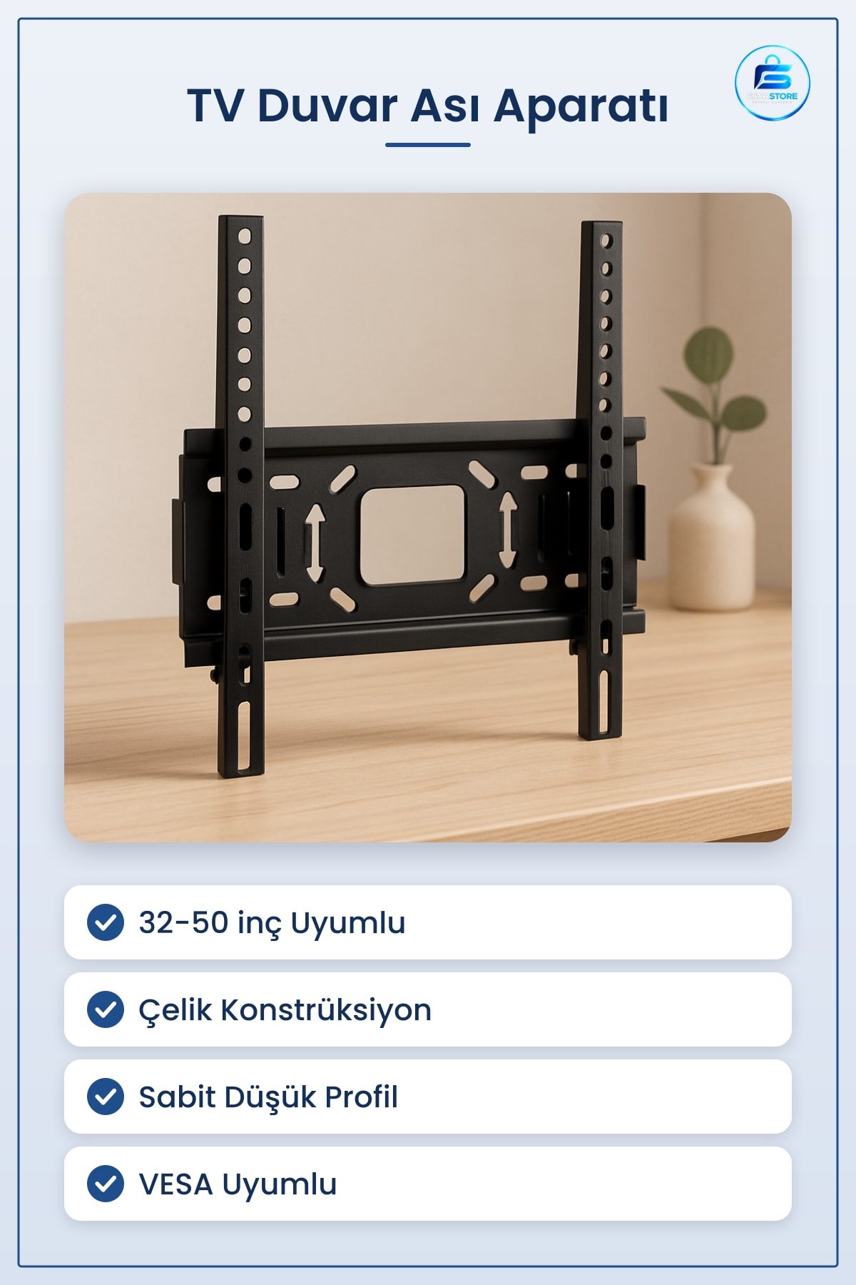 TV Askı Aparatı Sabit Duvar Askısı ila 50 inç ile 127 cm LED LCD Ekran Çelik Kullanışlı