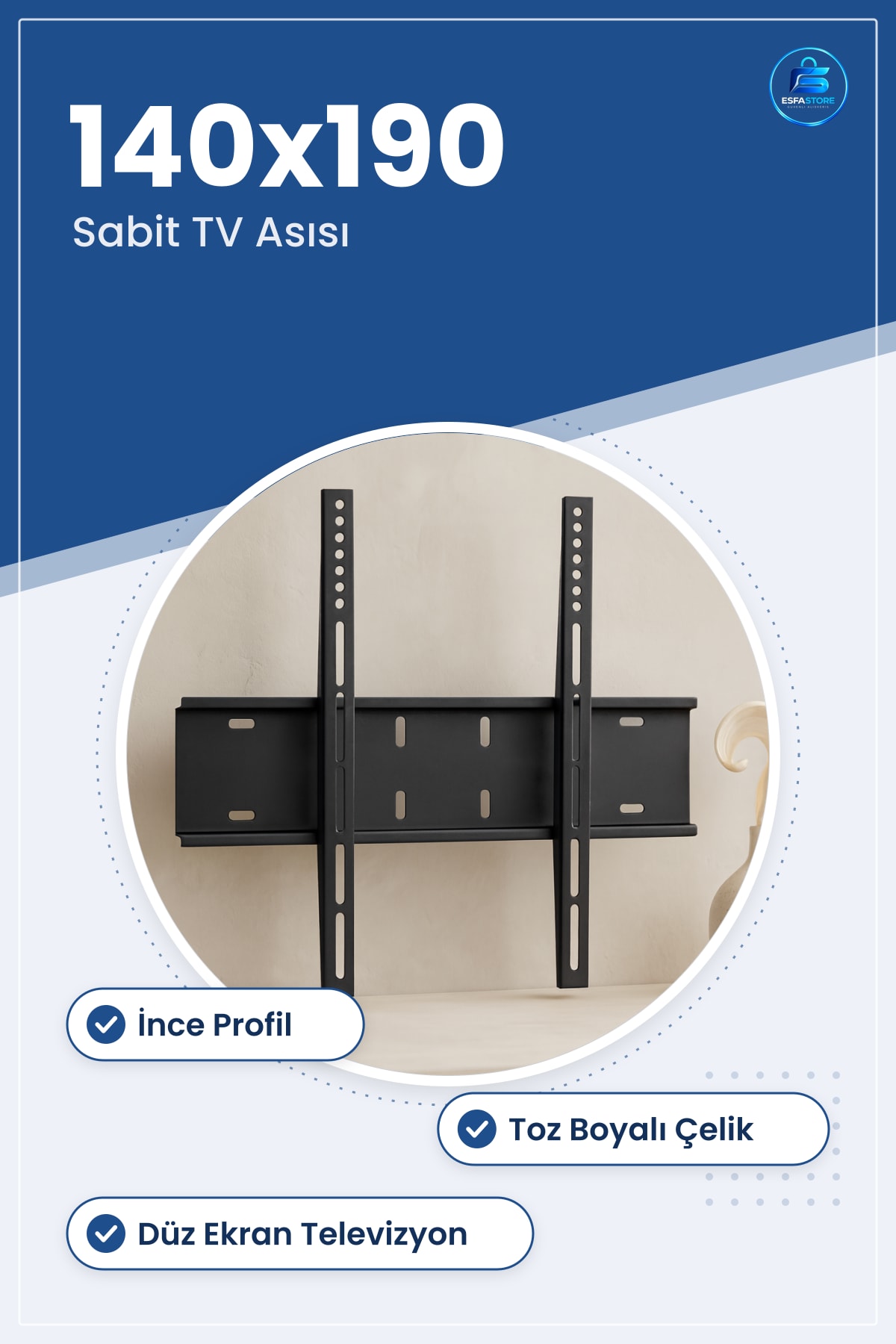 Sabit TV Askı Aparatı Çelik Toz Boyalı İnce Profil Düz Ekran Duvar Montaj Televizyon Askısı Salon
