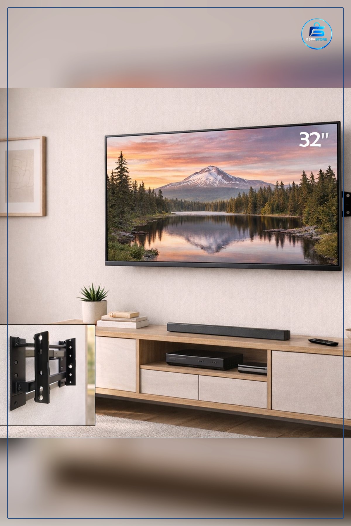 TV Askı Aparatı Sabit Duvar Tipi İnç Çelik Toz Kaplamalı VESA Uyumlu Montaj Seti Ev Ofis Salon