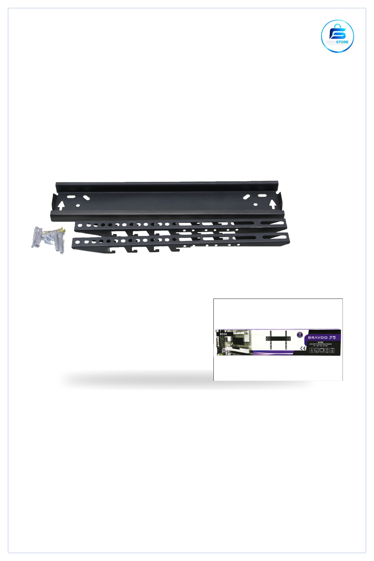 TV Askı Aparatı Sabit ile 50 inç LCD LED 56x127 cm Siyah Çelik Duvar Montaj VESA Uyumlu