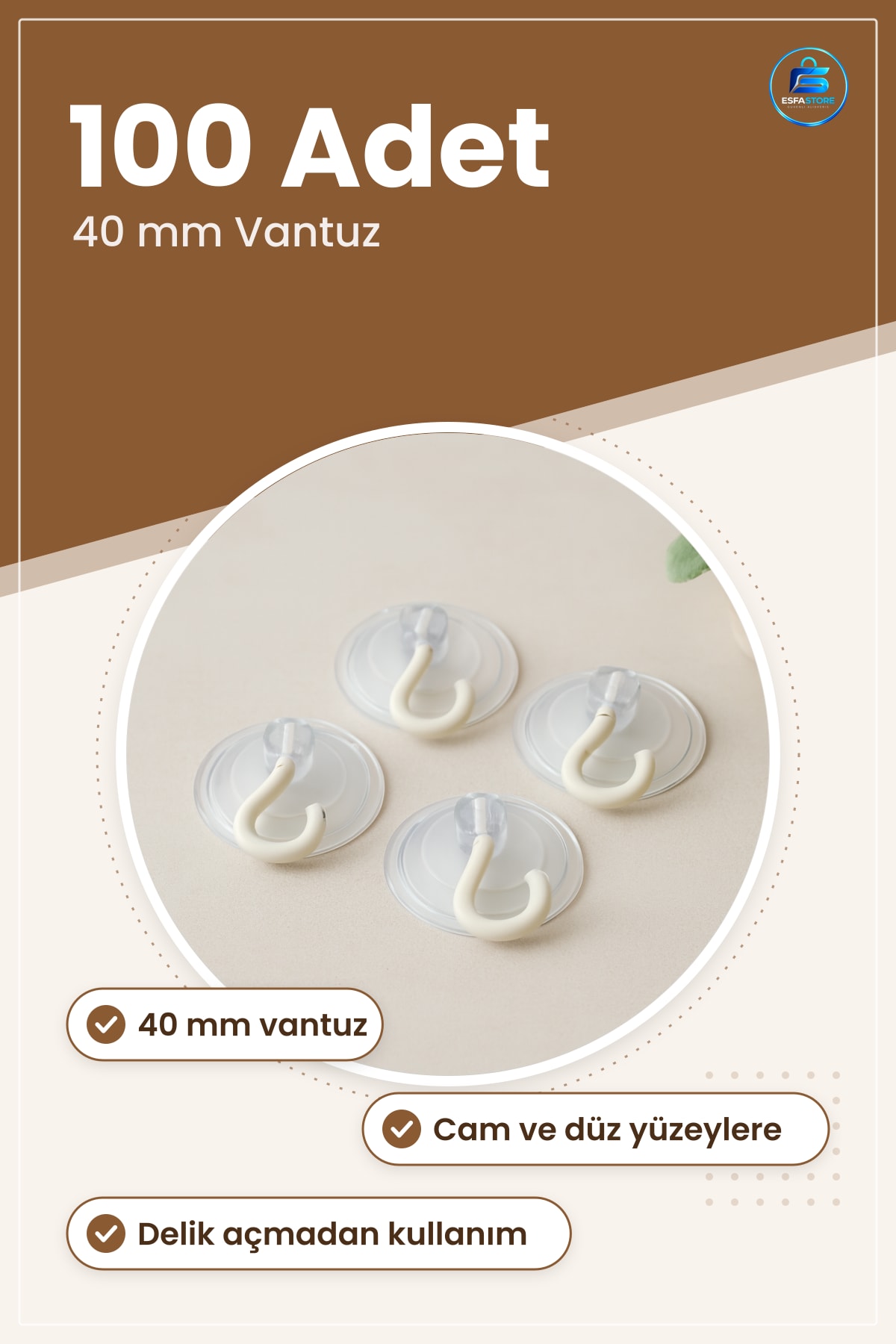 Büyük Vantuz Askı 40 mm 100 Adet Silikon Kancalı Banyo Mutfak Cam Yüzey Duvar Tutucu Şeffaf Hafif