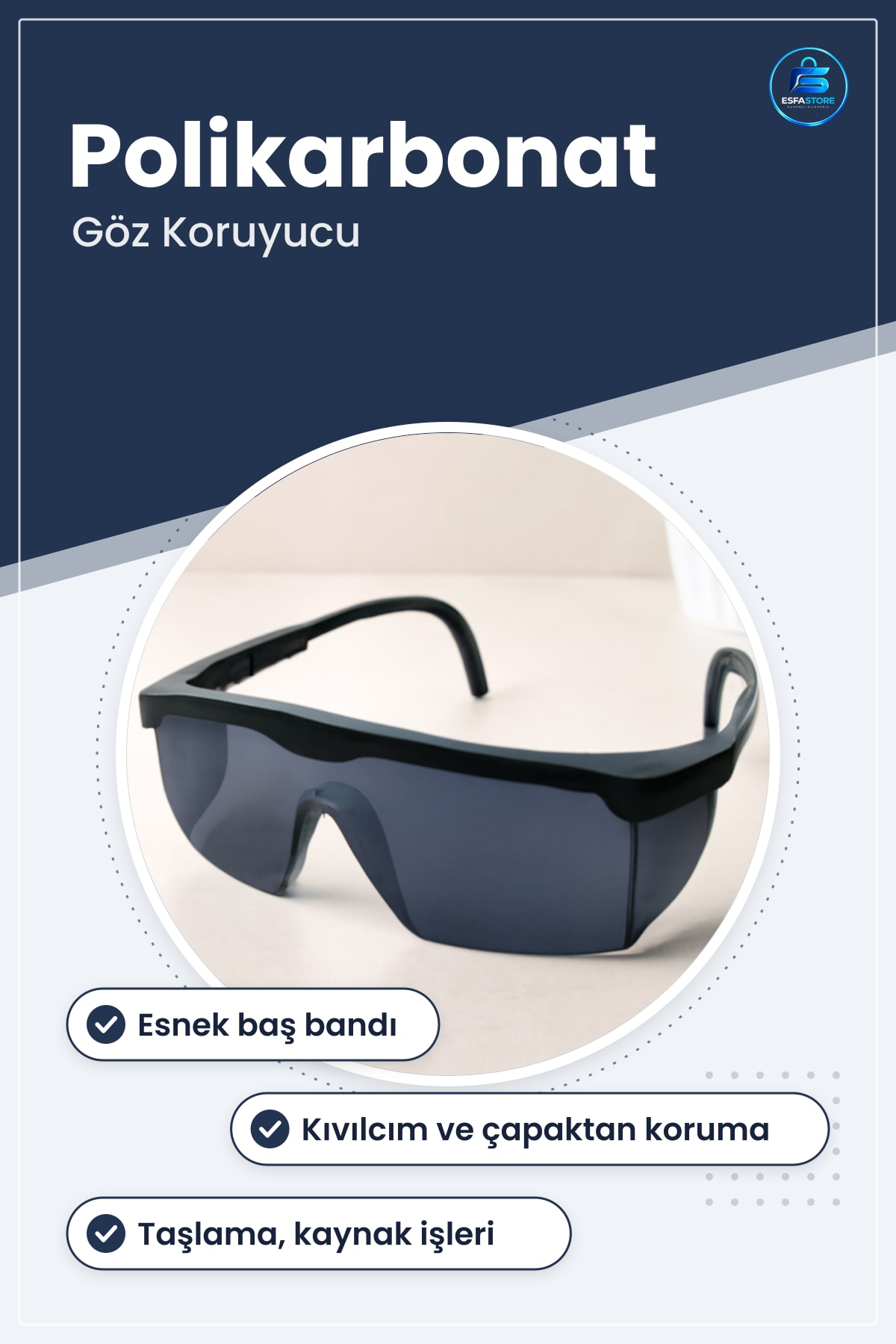 Ayarlı Kaynak Gözlüğü Siyah Polikarbonat Lens İş Güvenliği Göz Koruyucu Baş Bantı Taşlama Çapak