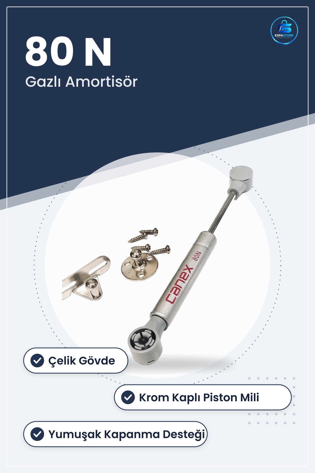 Dolap Kapak Amortisörü Gazlı N Taşıyıcı Yumuşak Kapanma Mutfak Gardrop Üst Destek Kolu Krom Pistonlu