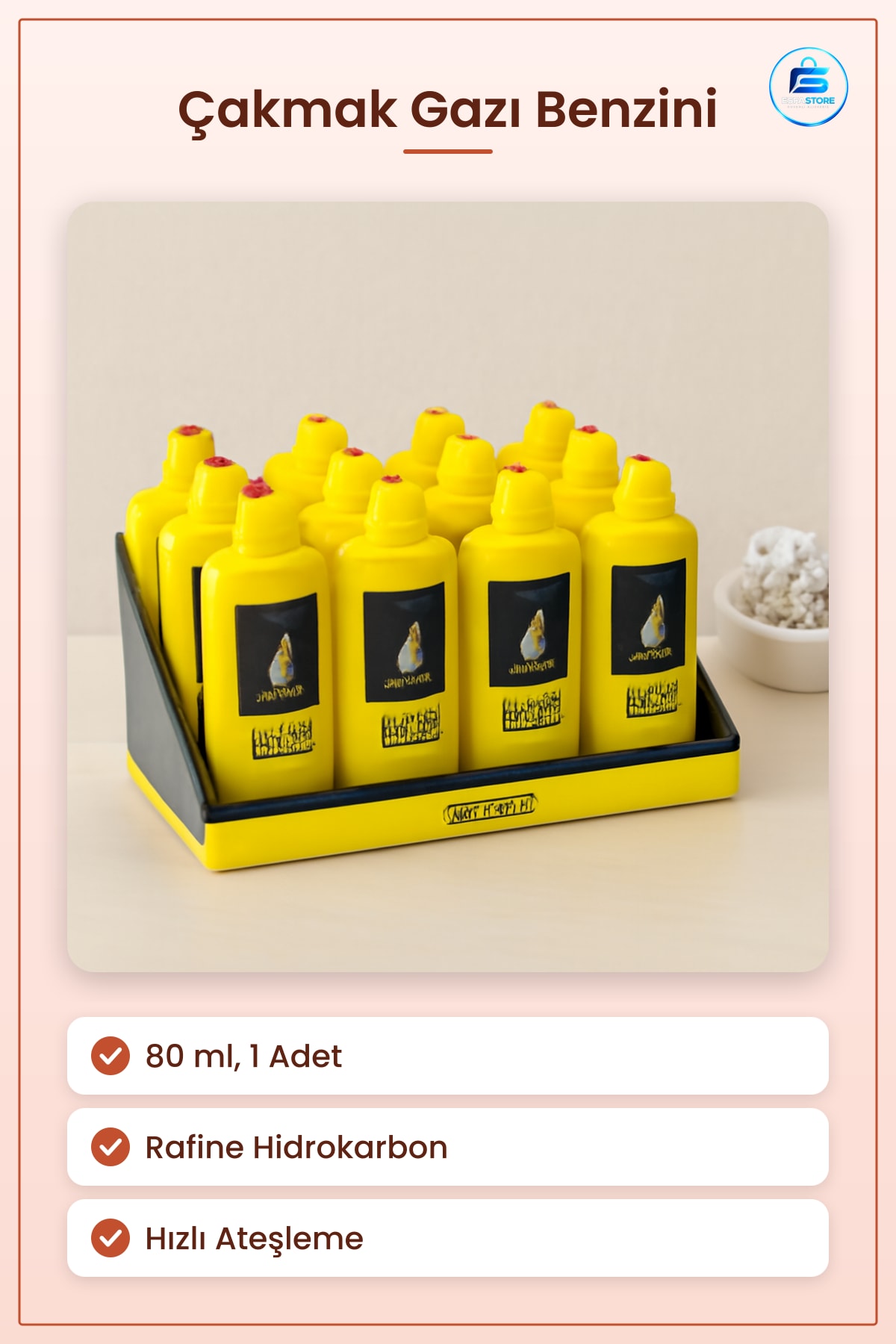 Çakmak Gazı Benzini 80 ml 1 Adet Rafine Hidrokarbon Yüksek Saflıkta Kamp Hobi Ateşleme