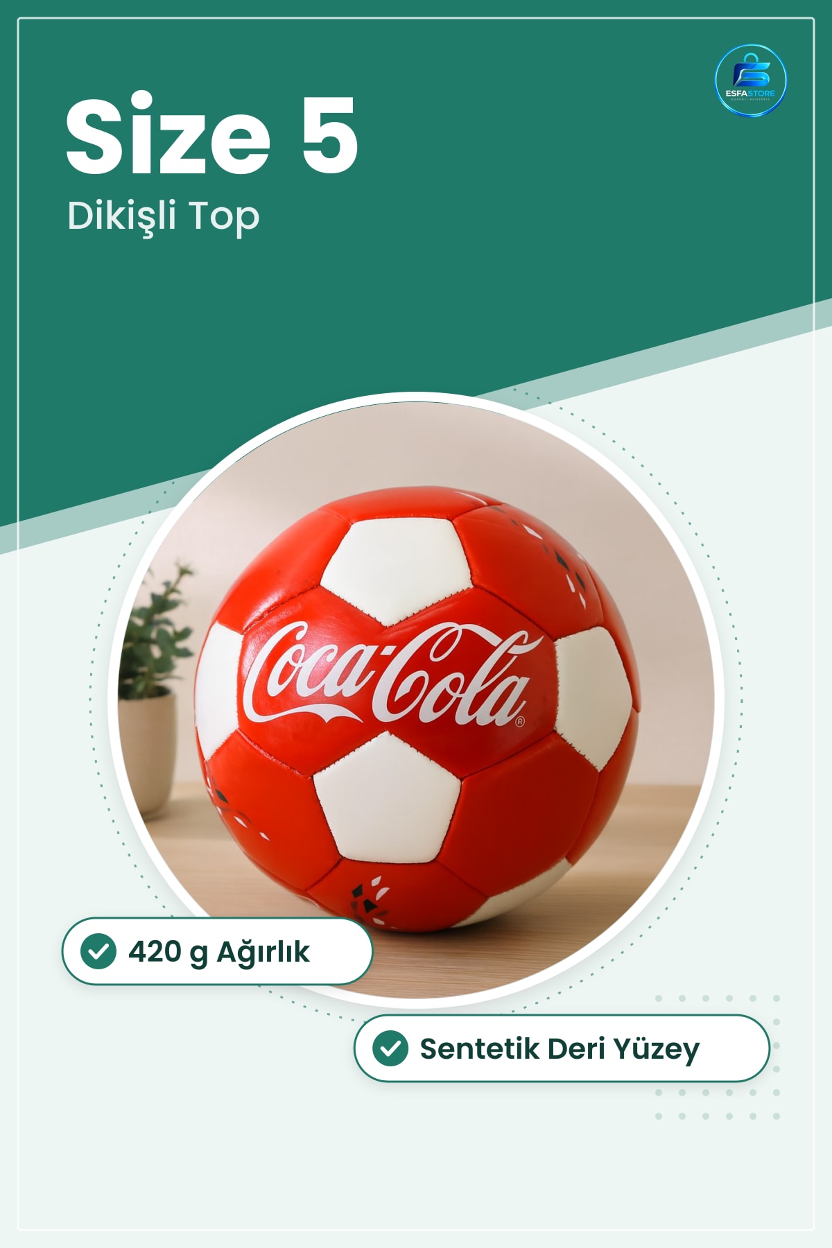 Futbol Topu Dikişli Kırmızı Beyaz 420 g Size 5 Antrenman Maç Okul Spor Sentetik Malzemesi