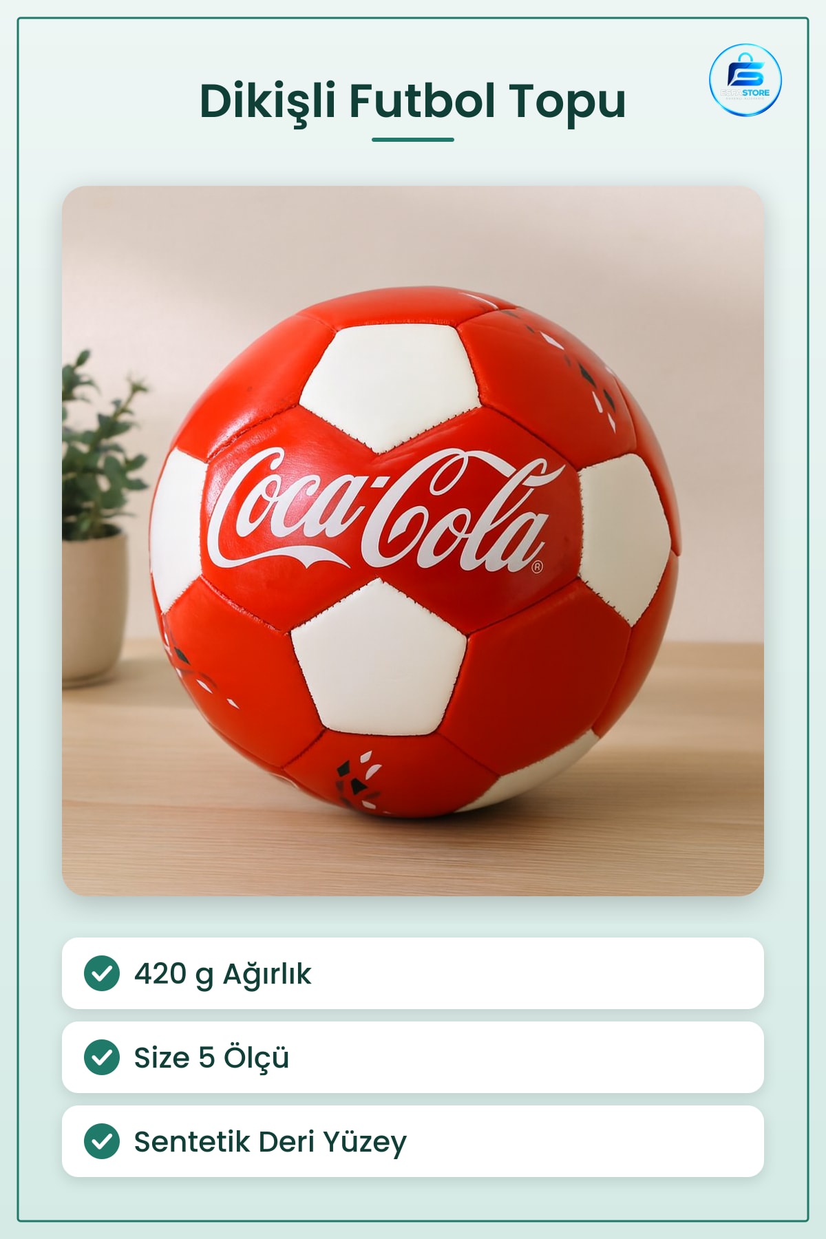 Futbol Topu Dikişli Kırmızı Beyaz 420 g Size 5 Antrenman Maç Okul Spor Sentetik Malzemesi