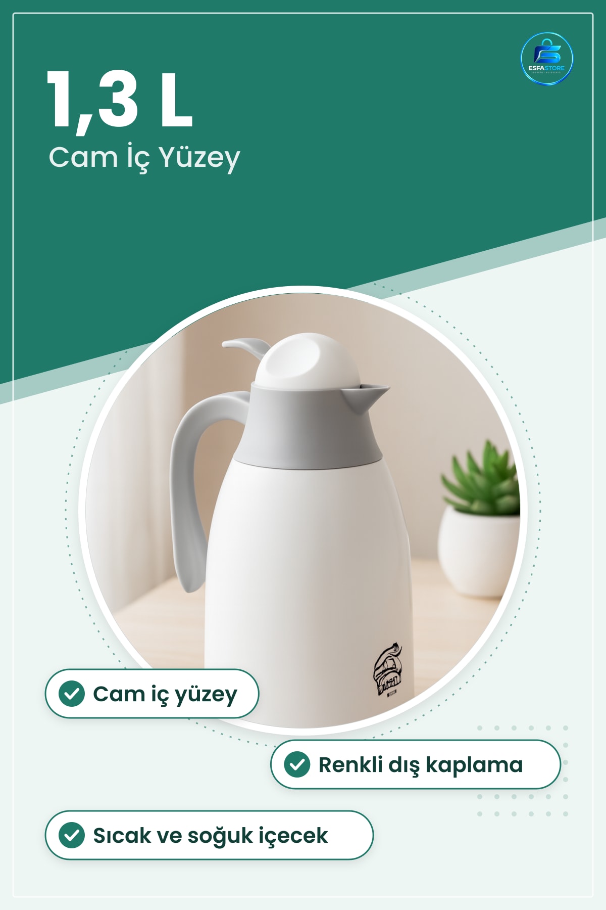 Cam Termos 1,3 L Renkli Sıcak Soğuk İçecek Taşıma Kamp Piknik Ofis Yolculuk Isı Koruma
