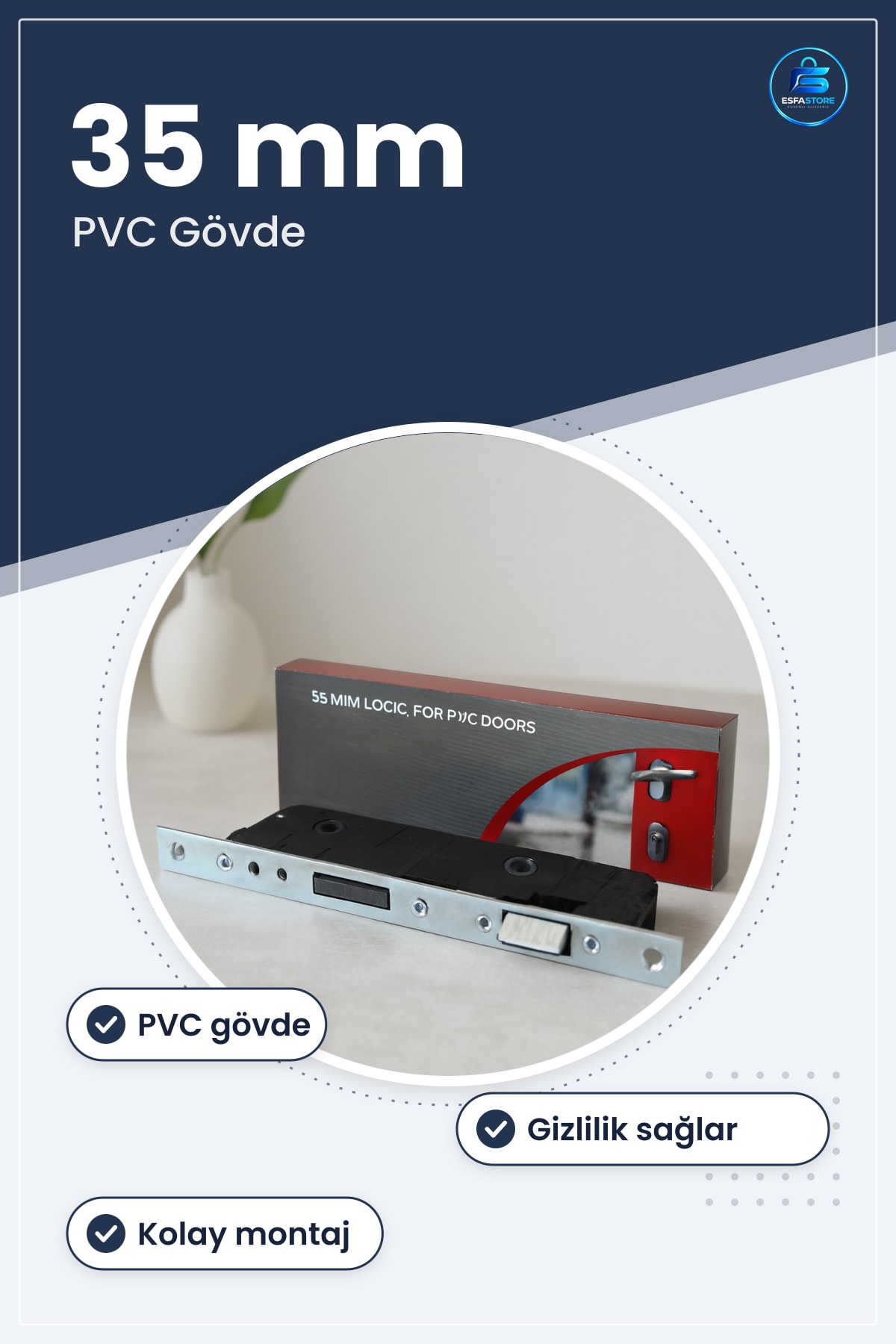 WC Banyo Kapı Kilidi 35 mm PVC Gövdeli Gizlilik Sağlayan Kolay Montajlı İç Mekan Kullanımı