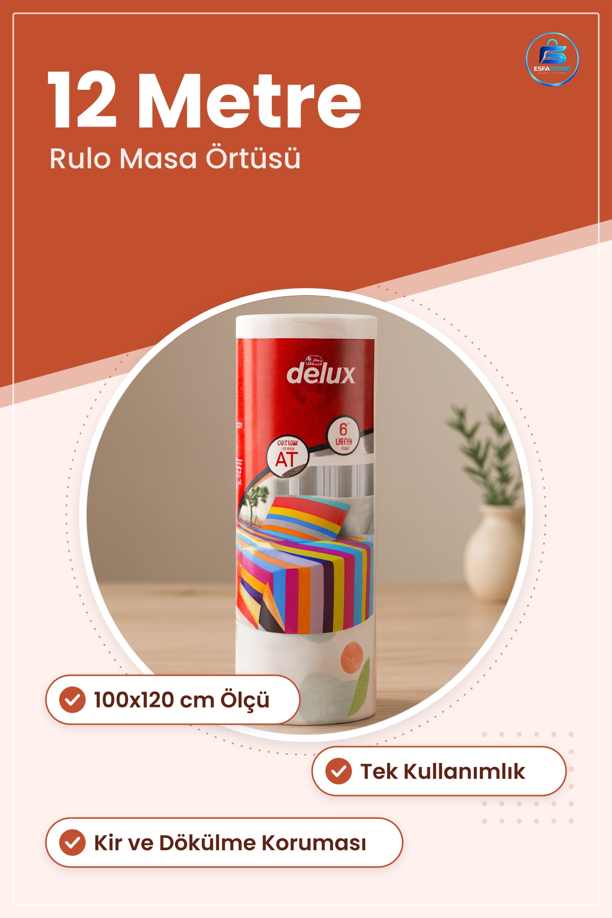 Masa Örtüsü 100x120 cm 12 Metre Tek Kullanımlık Parti ve Piknik Sofra Koruyucu Hijyenik Yüzey