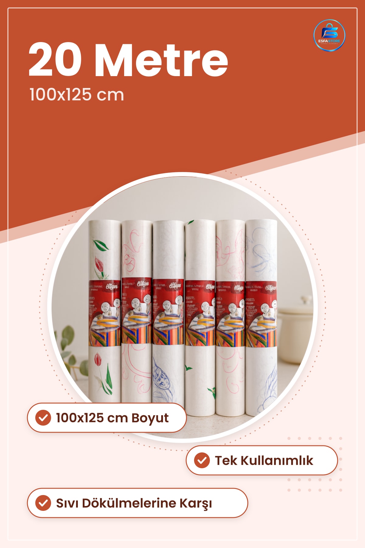 Tek Kullanımlık Kağıt Masa Örtüsü 100x125 cm 20 Metre Parti Davet Etkinlik Servis Koruyucu Hijyen