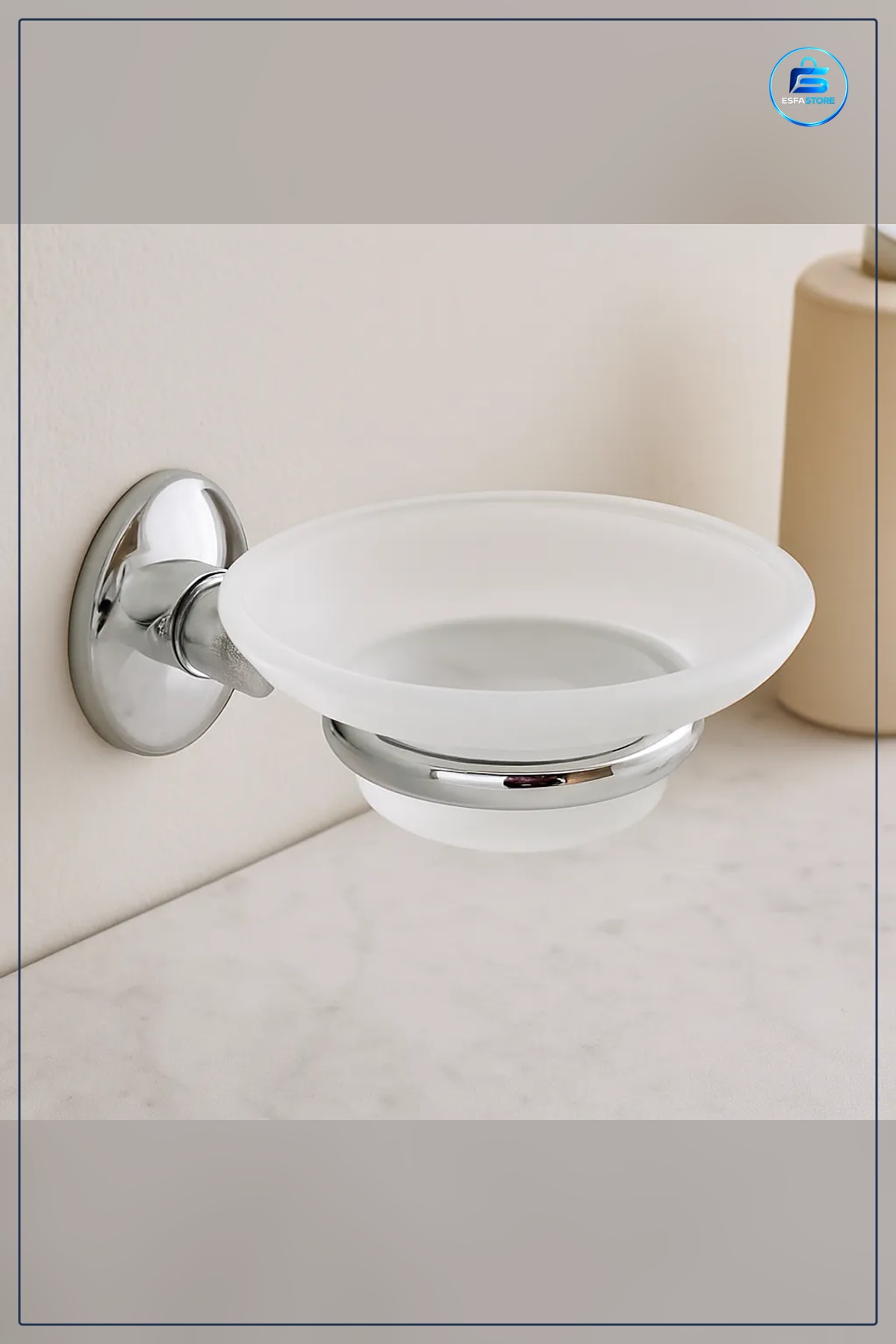 Sabunluk Krom Metal Buzlu Cam Tabaklı Duvara Monte Banyo Sabun Tutucu Kolay Montaj Hijyenik