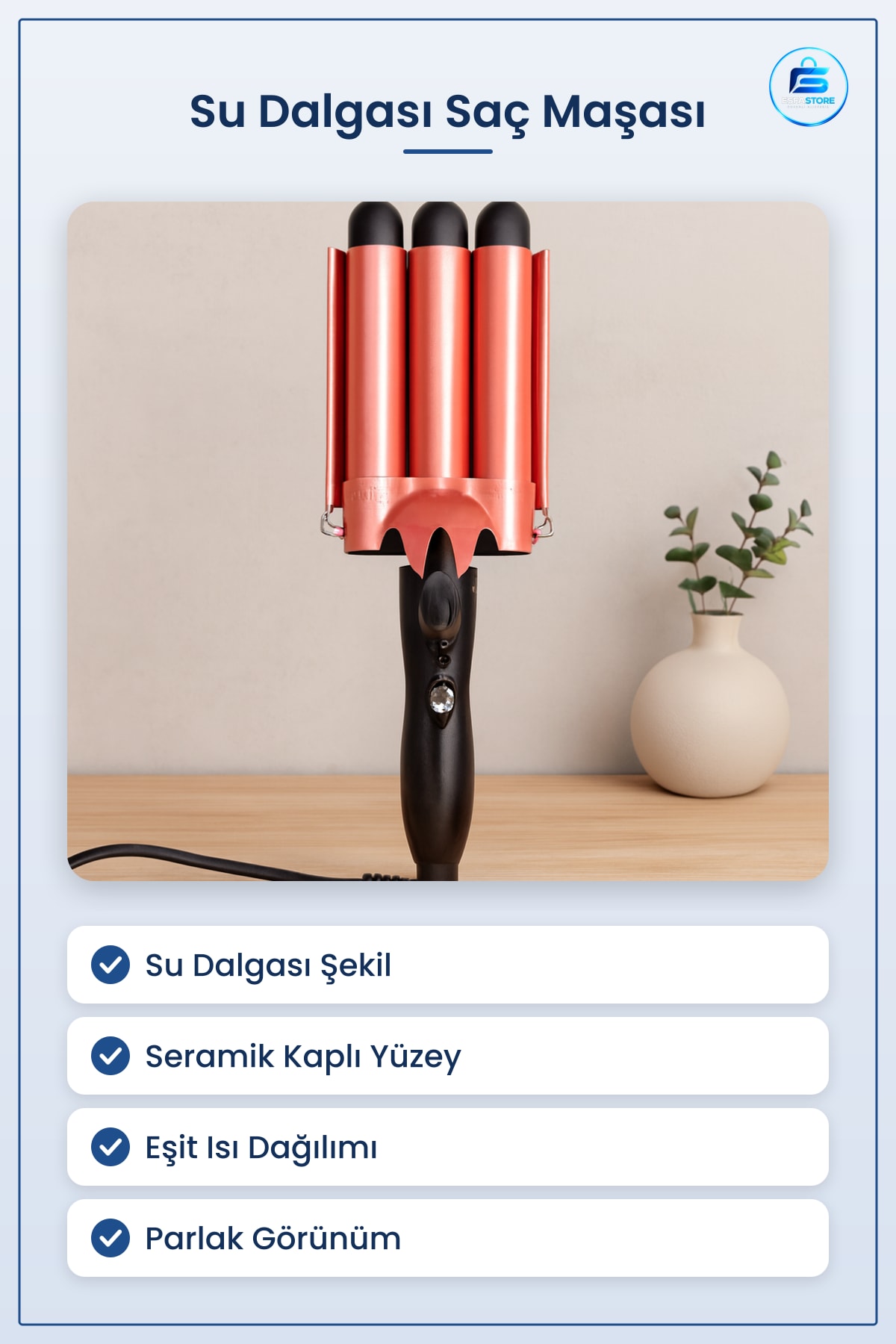 Seramik Su Dalgası Saç Maşası Parlak Doğal Dalga Şekillendirici Eşit ısı Dağılımı Pratik Kullanım