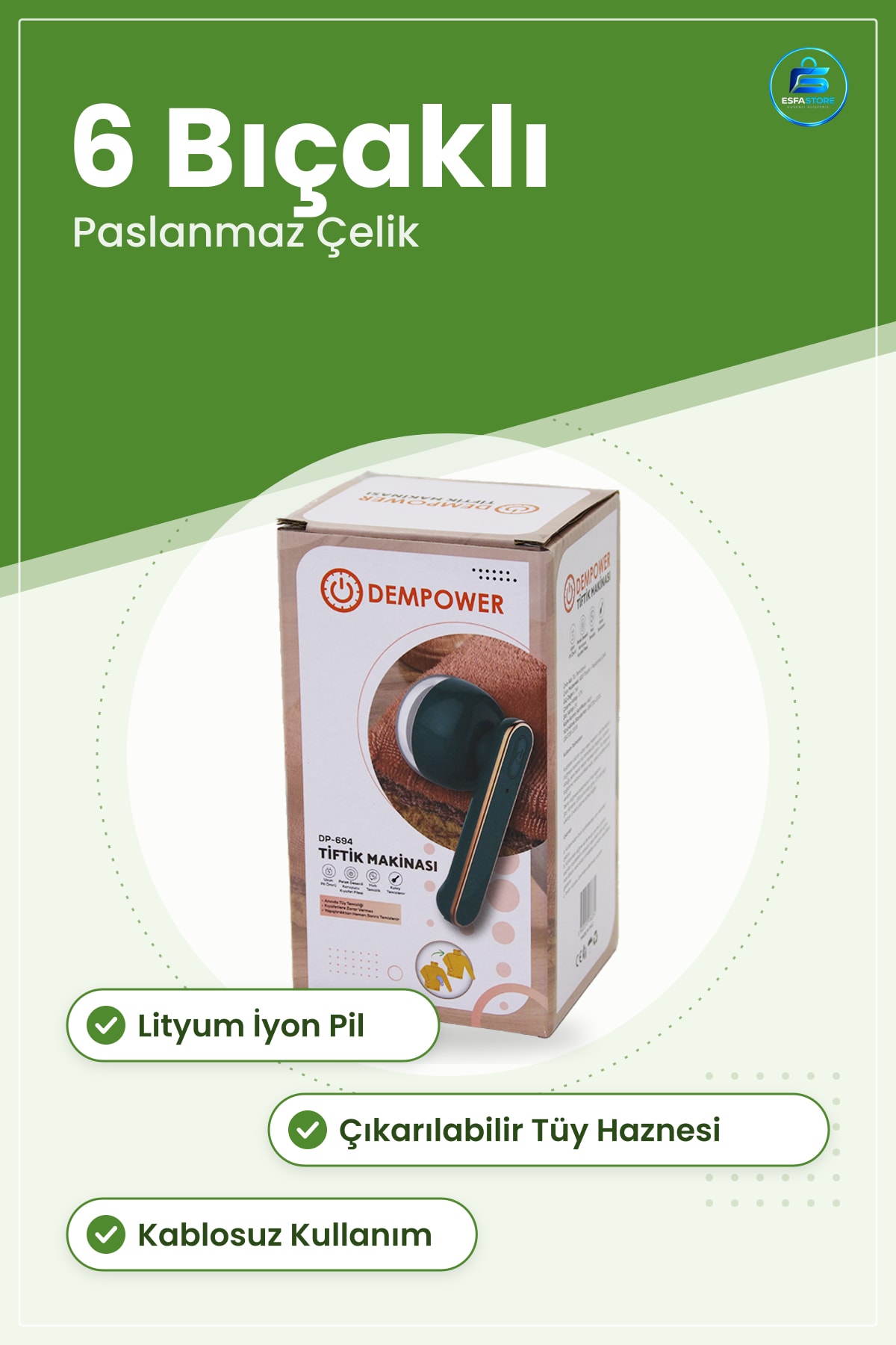 Şarjlı Tüy Toplama Makinesi Tiftik Temizleyici 6 Bıçaklı Paslanmaz Çelik Kesim Ünitesi Kumaş Koltuk