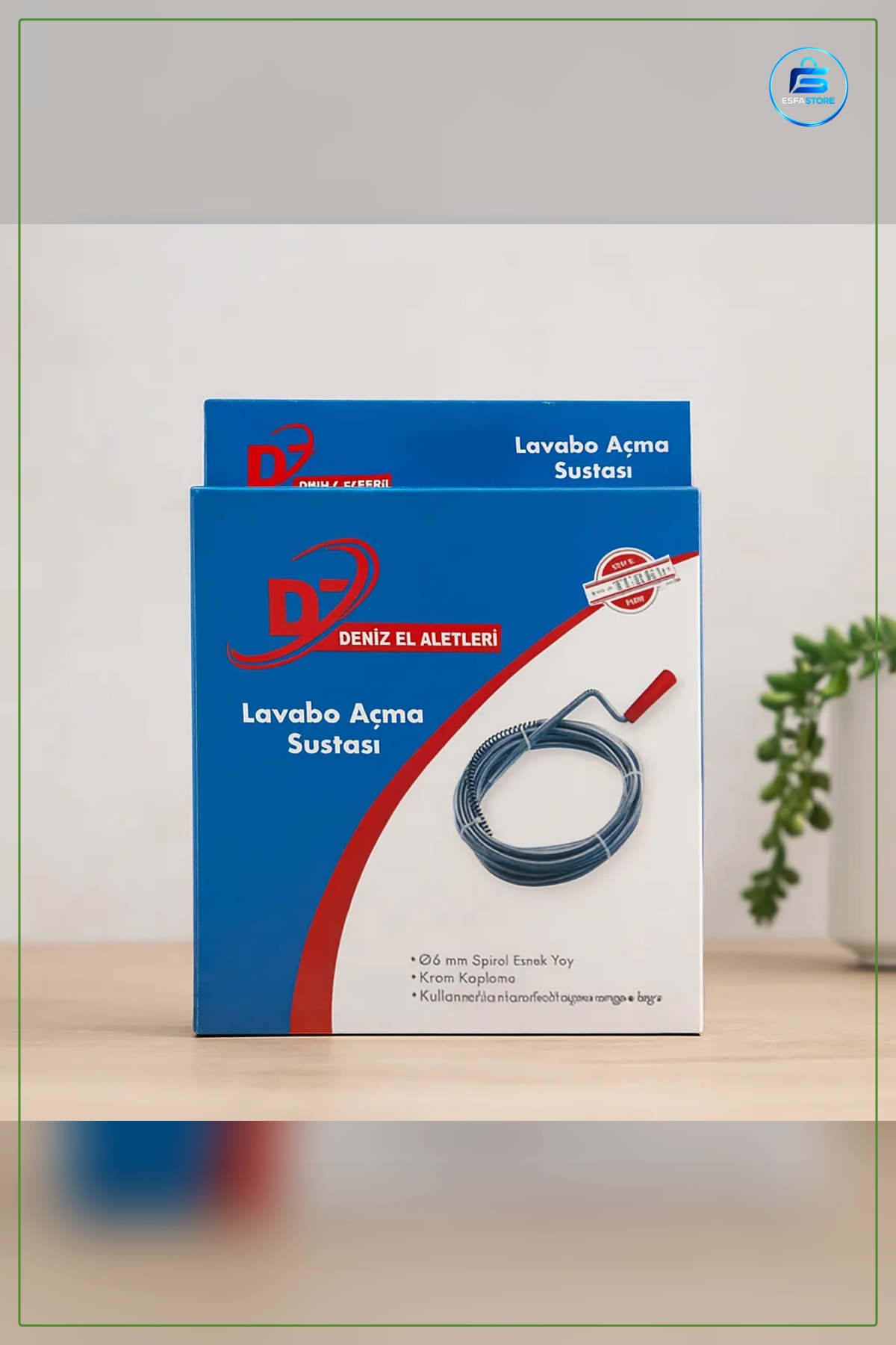Lavabo Açıcı Spiral Esnek Yay Gider Açma Sustası 5 m Krom Kaplama Ø6 mm Ergonomik Sap