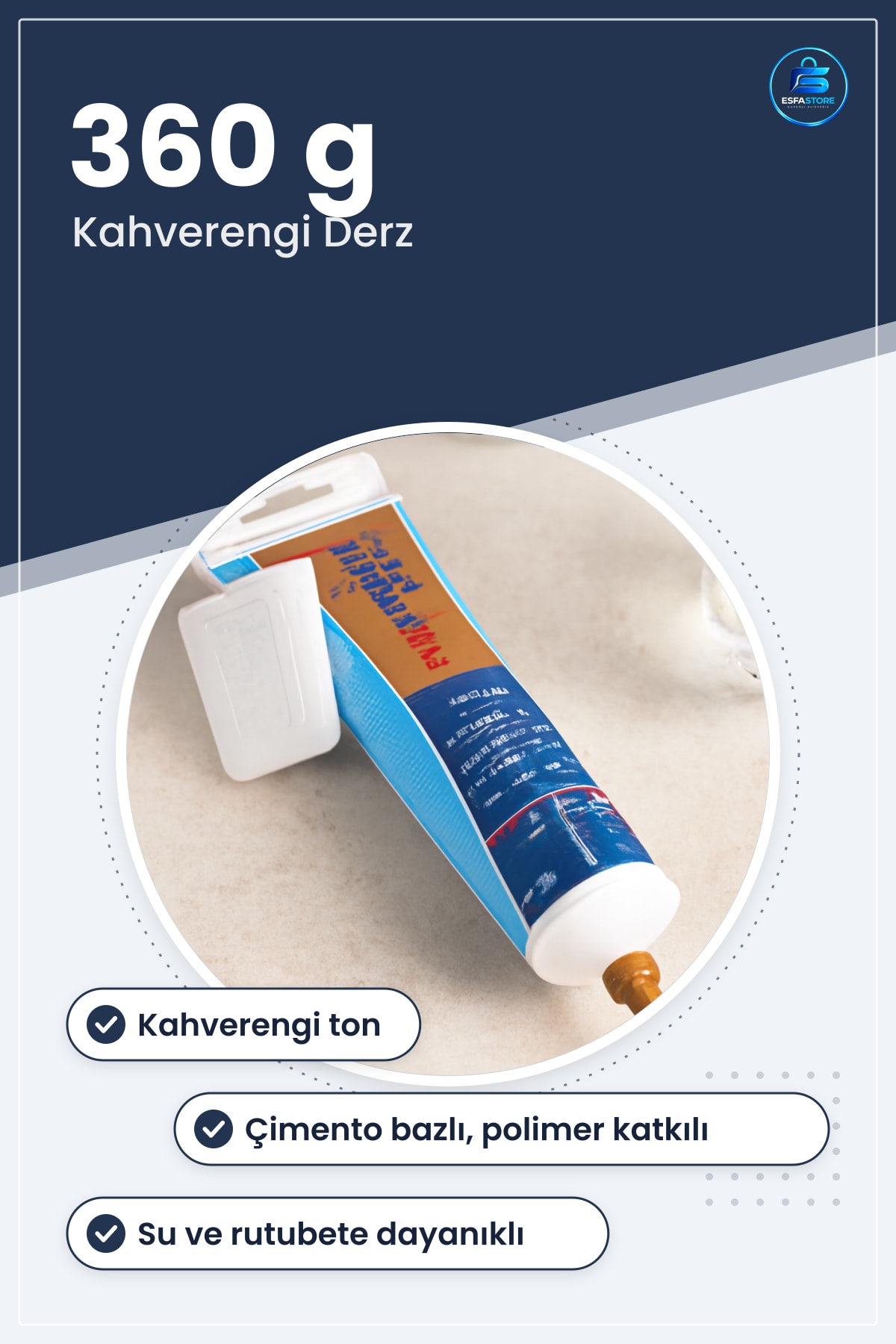 Kahverengi Derz Dolgusu 360 g Fayans Seramik Mozaik İçin Hazır Çimento Bazlı Harç Banyo Mutfak