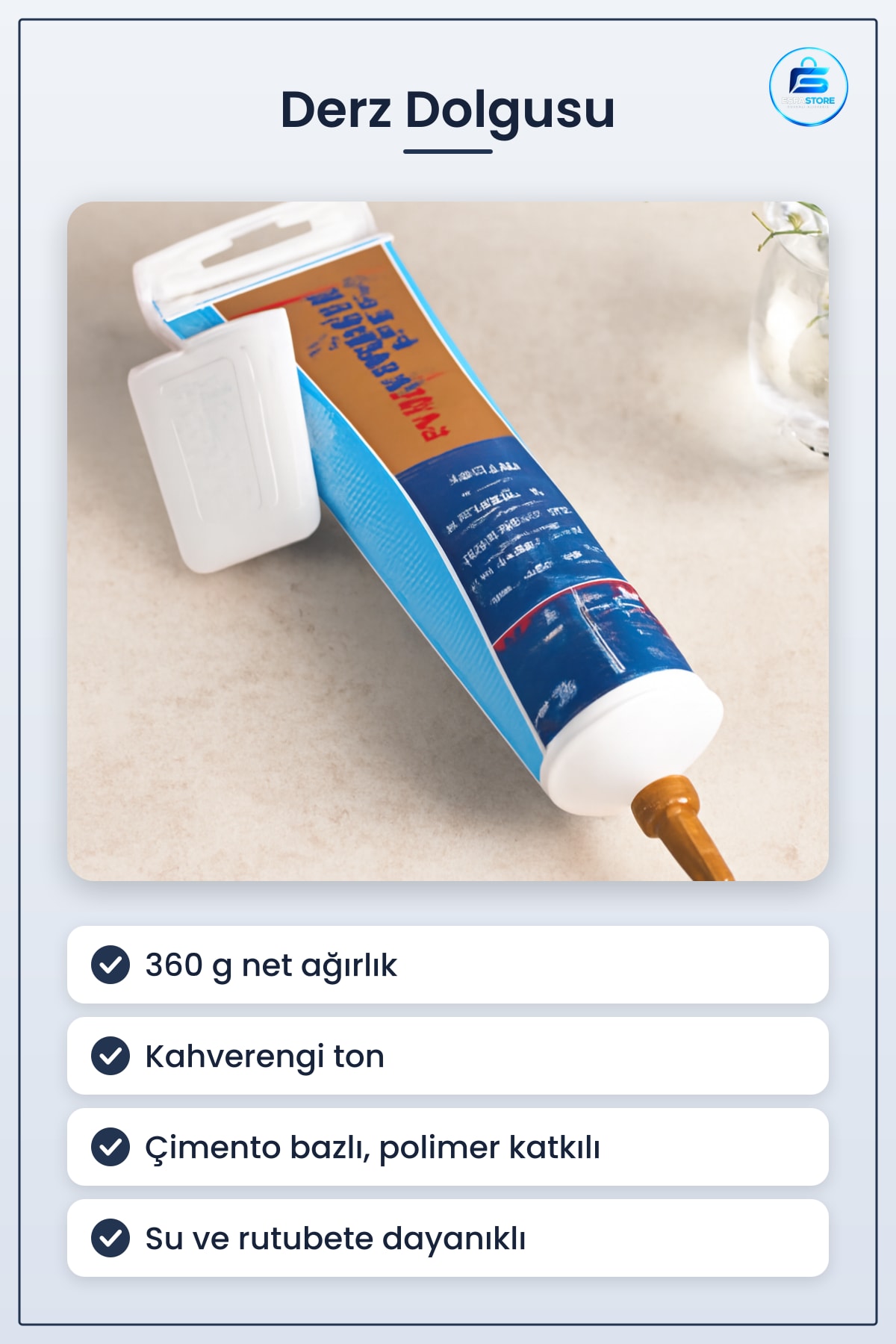 Kahverengi Derz Dolgusu 360 g Fayans Seramik Mozaik İçin Hazır Çimento Bazlı Harç Banyo Mutfak