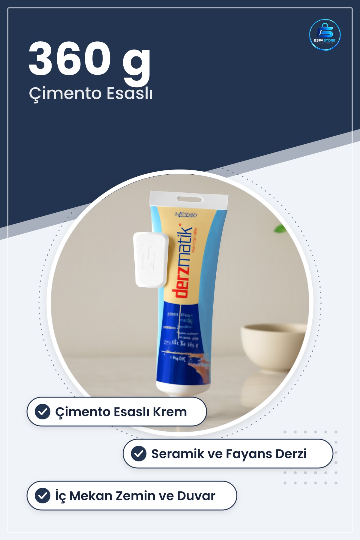 Derz Ürünü Krem Kıvamlı Çimento Esaslı 360 g Seramik Fayans Doğal Taş İç Mekan Zemin Duvar Dolgu