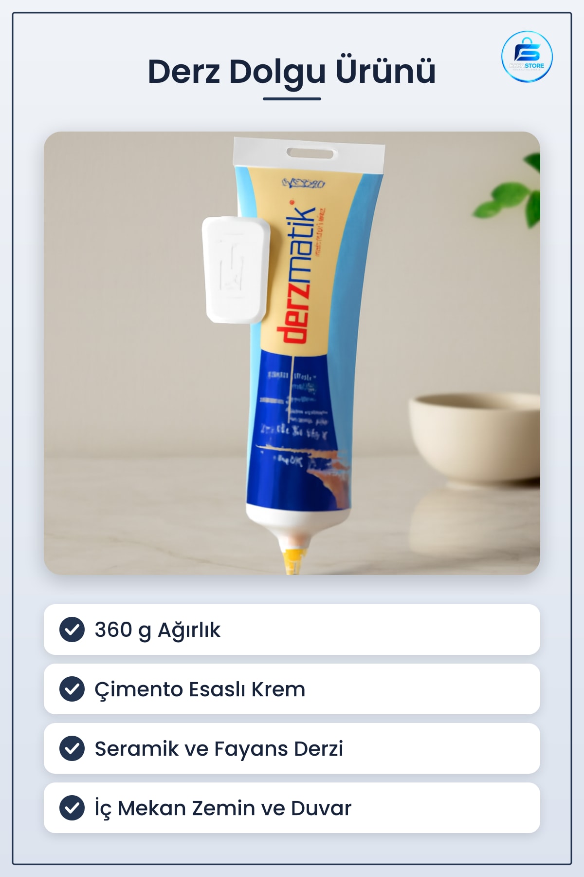 Derz Ürünü Krem Kıvamlı Çimento Esaslı 360 g Seramik Fayans Doğal Taş İç Mekan Zemin Duvar Dolgu