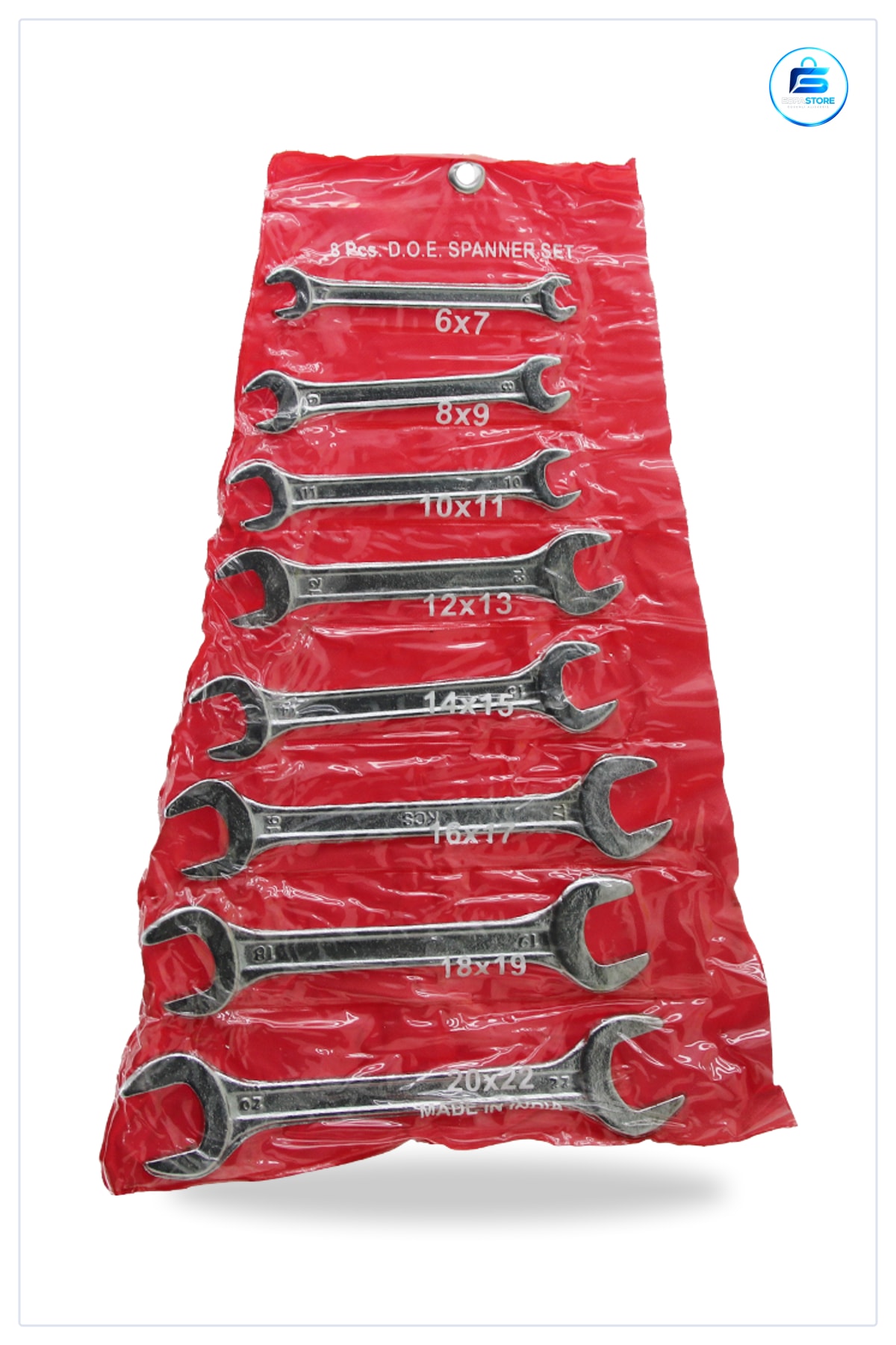 Açık Uçlu Anahtar Takımı 8 Parça 6 ila 22 mm Krom Vanadyum Çelik Ev Otomotiv Atölye Tamir