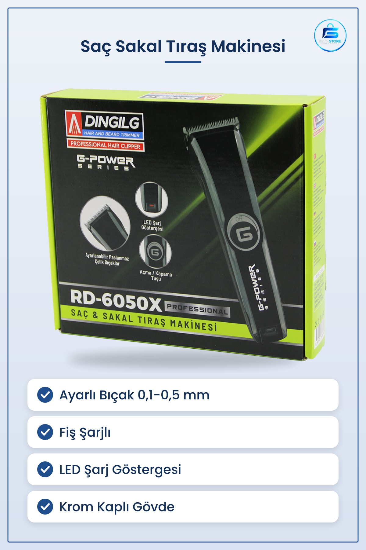 Saç Sakal Tıraş Makinesi Ayarlı Bıçak 0,1 ila 0,5 mm Fiş Şarjlı Krom Kaplı Kişisel Bakım Trimmer