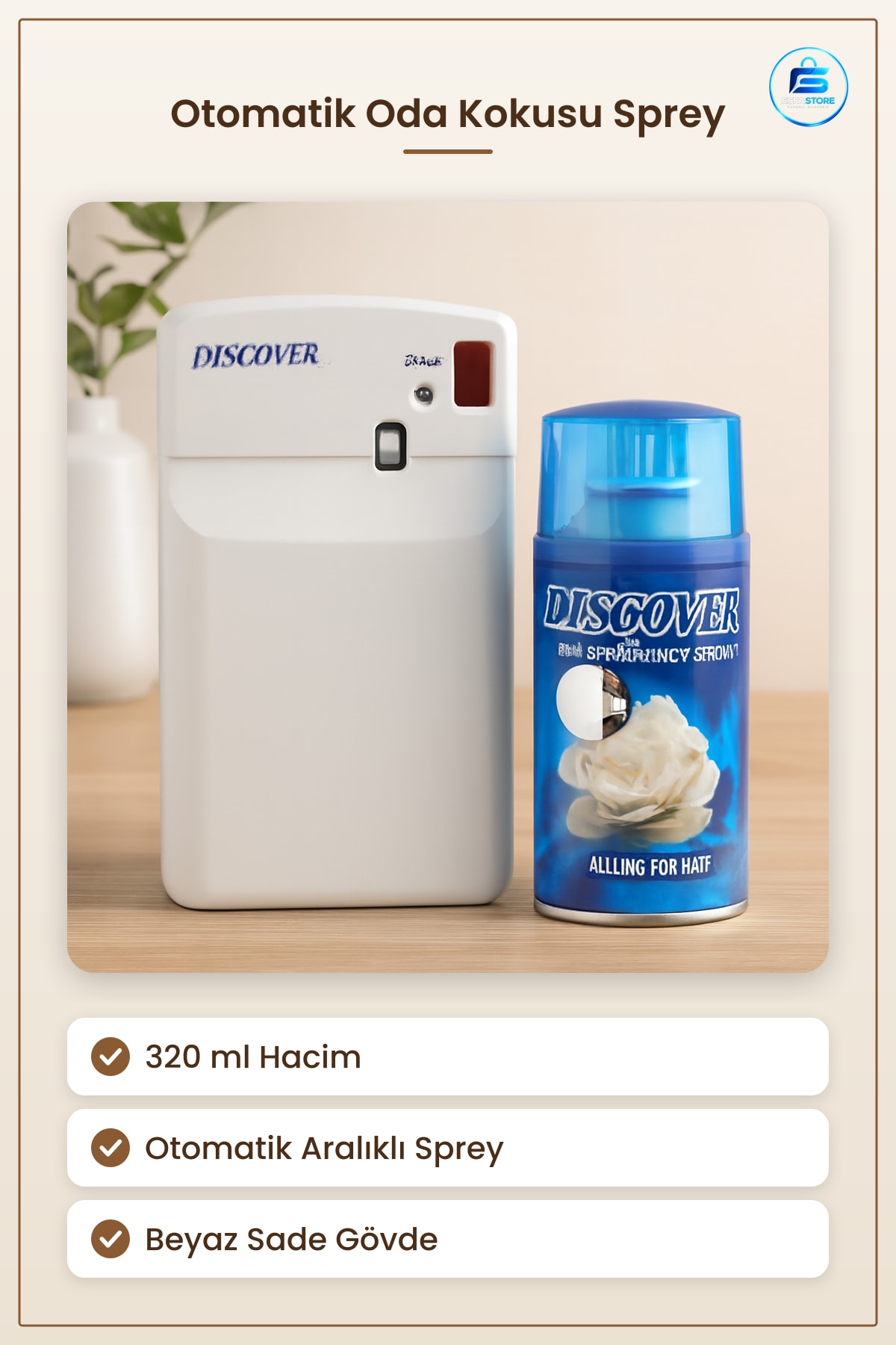 Otomatik Oda Kokusu Sprey Cihazı 320 ml Ev ve Ofis İçin Pratik Koku Dağıtıcı Sistemi