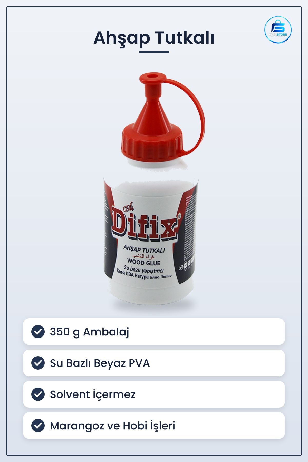 Ahşap Tutkalı 350 g Su Bazlı Beyaz PVA Marangoz Mobilya Onarım Hobi Laminasyon Kaplama Yapıştırıcı