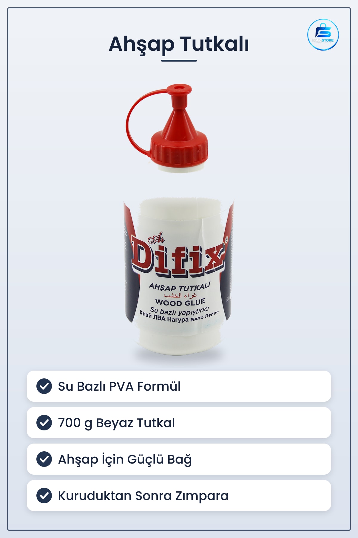 Su Bazlı Ahşap Tutkalı 700 g Beyaz PVA Mobilya Onarım Maket Kaplama Lamine Yapıştırıcı