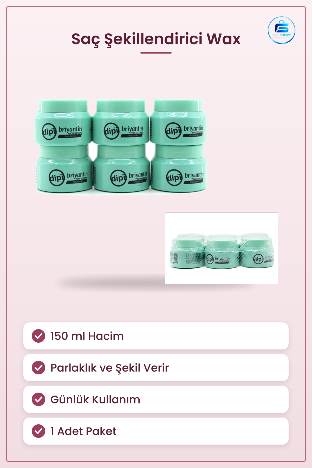 Saç Şekillendirici Krem Wax Briyantin 150 ml 1 Adet Parlaklık Kontrol Sağlayan Günlük Kullanım