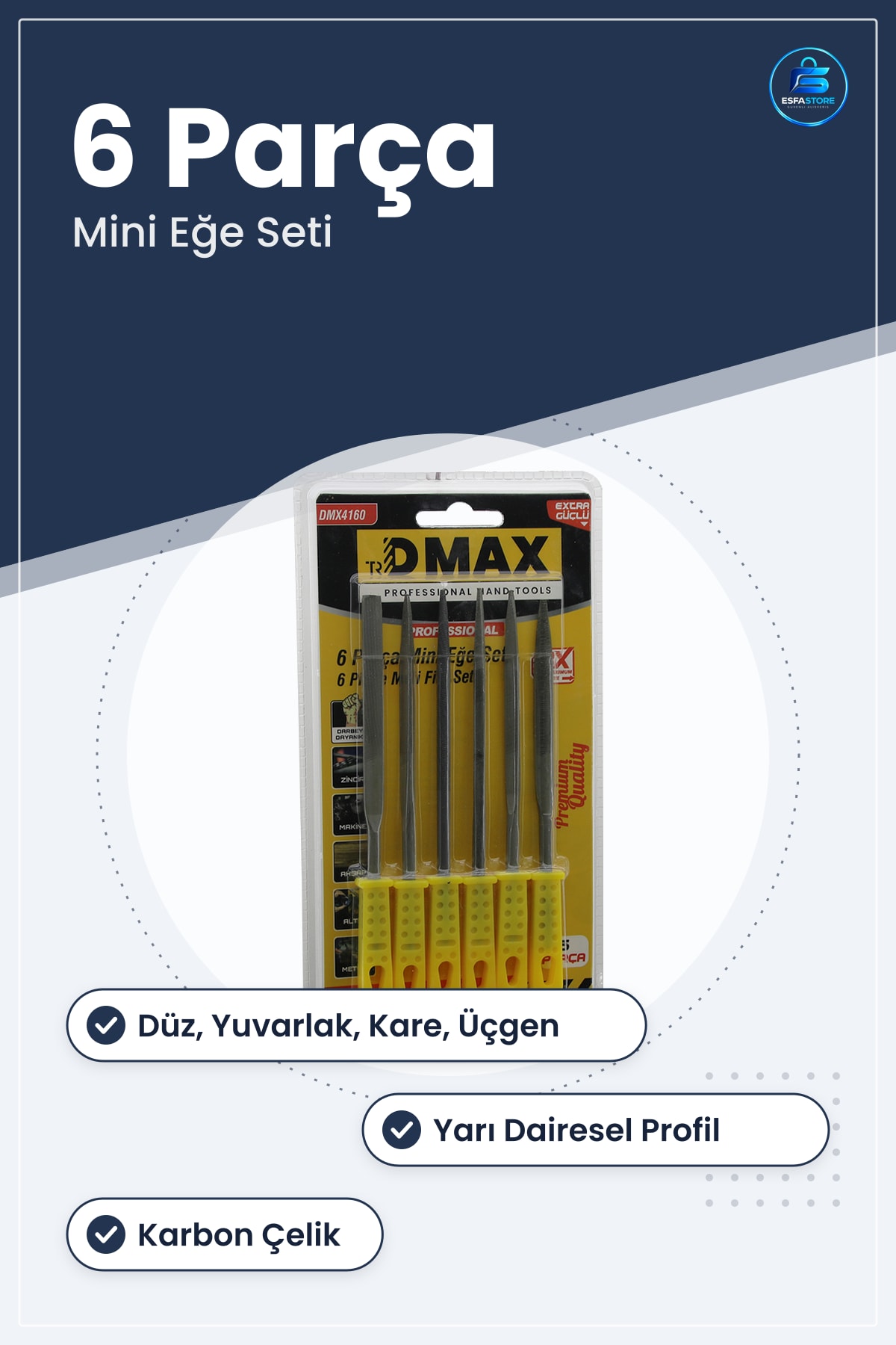 Mini Çelik Eğe Seti 6 Parça Düz Yuvarlak Yarı Dairesel Kare Üçgen Modelcilik Hobi Takı Ahşap Metal