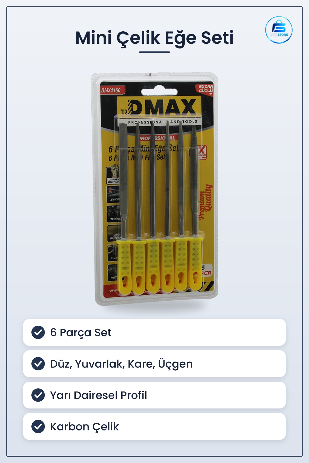 Mini Çelik Eğe Seti 6 Parça Düz Yuvarlak Yarı Dairesel Kare Üçgen Modelcilik Hobi Takı Ahşap Metal