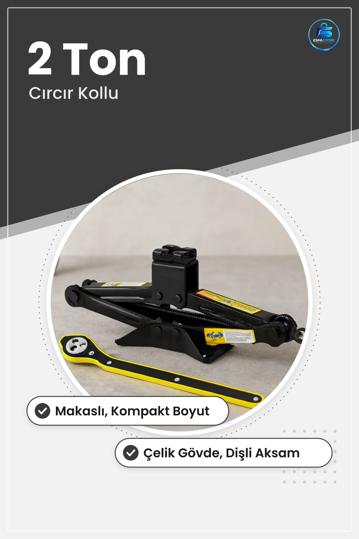 Oto Kriko 2 Ton Cırcır Kollu Makaslı Lastik Değişimi Araç Bakımı Atölye Acil Durum Taşınabilir