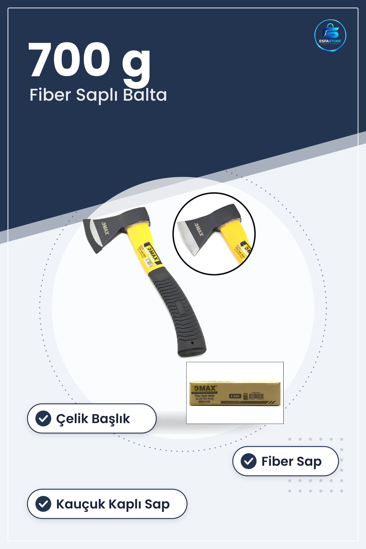 Balta Fiber Saplı 700 g Çelik Başlık Kamp Odun Kırma Bahçe Marangoz İşleri Dengeli