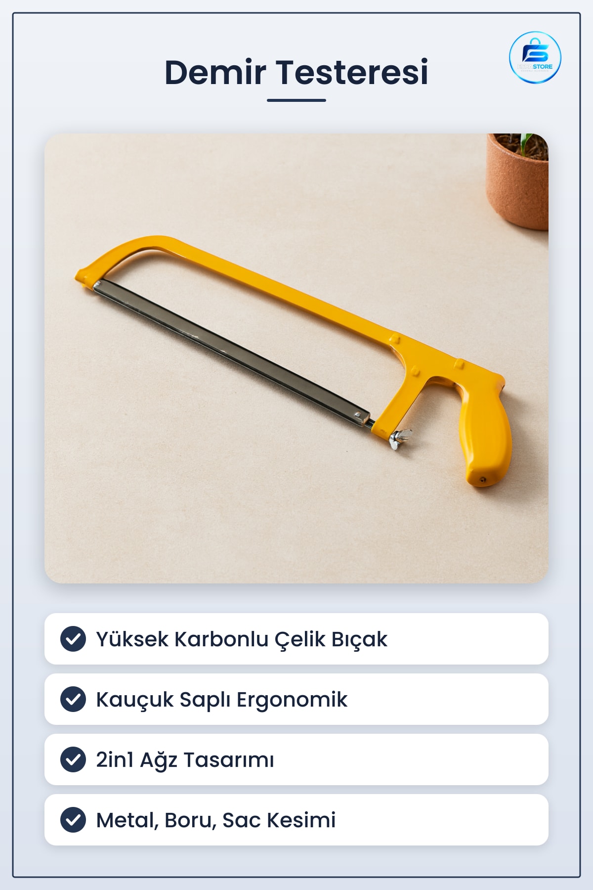 Demir Testeresi 12 inç 300 mm 2in1 Metal İskelet Kauçuk Saplı Yüksek Karbonlu Çelik Bıçak