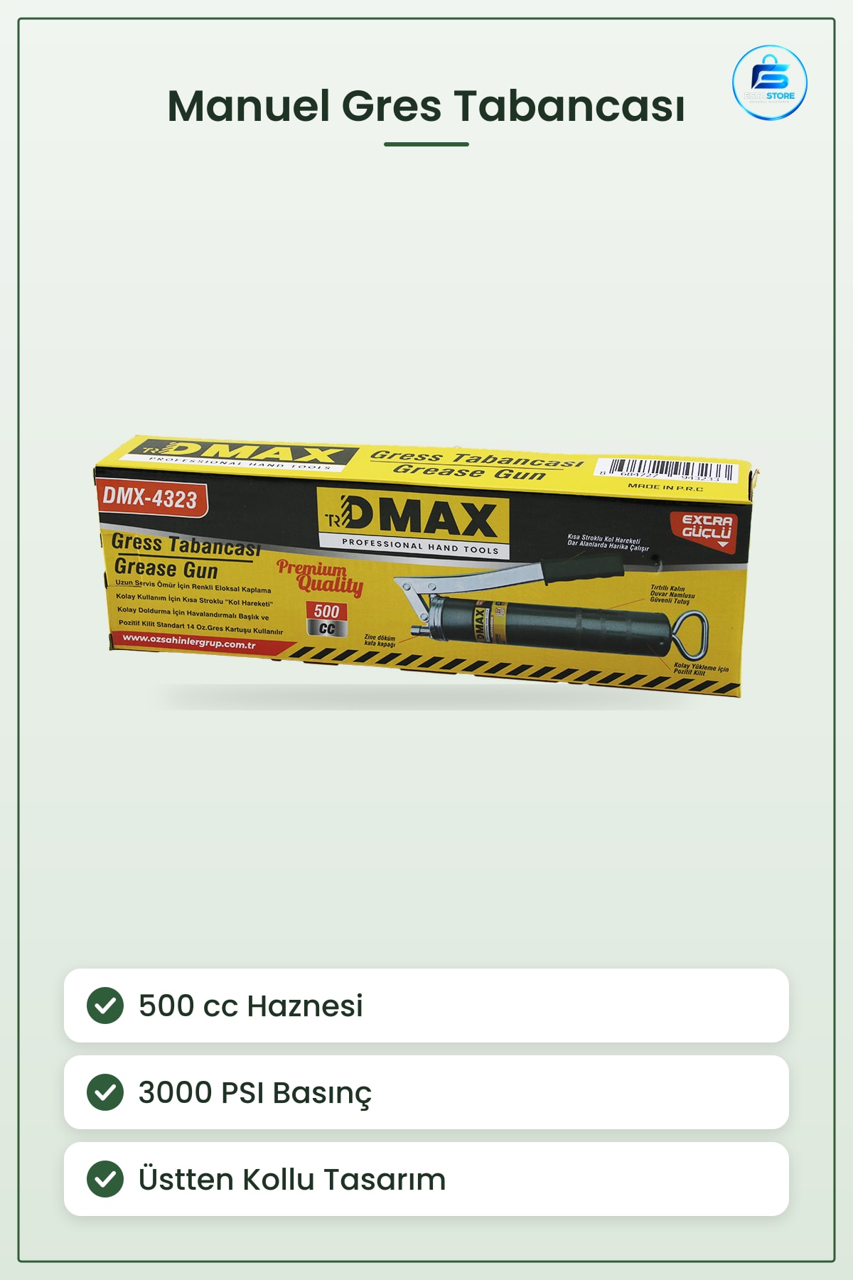 Gres Tabancaı Üstten Kollu cc PSI Yağlama Otomotiv Tarım Atölye Sanayi Rulman Kullanışlı