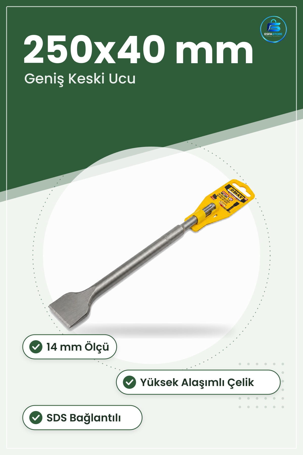 SDS Keski 14 mm Geniş 250x40 Yüksek Alaşımlı Beton Taş Kırma Kazıma Matkap Ucu Kullanışlı